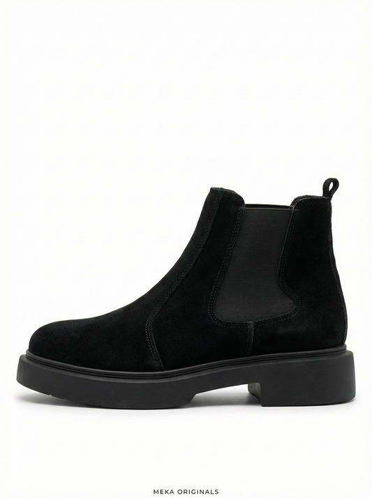 MEKA Handcrafted Genuine Leather Footwear - MEKA: Chunky Suede Chelsea Boot | Black