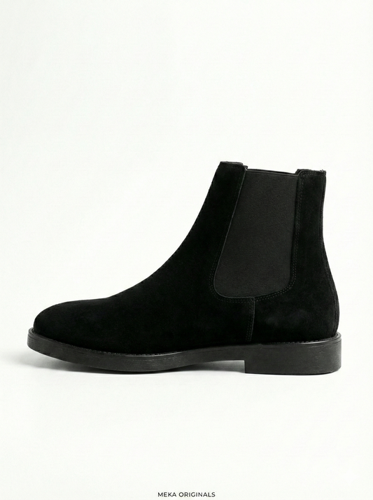 MEKA Handcrafted Genuine Leather Footwear - MEKA Black Suede Chelsea Boots – Genuine Leather