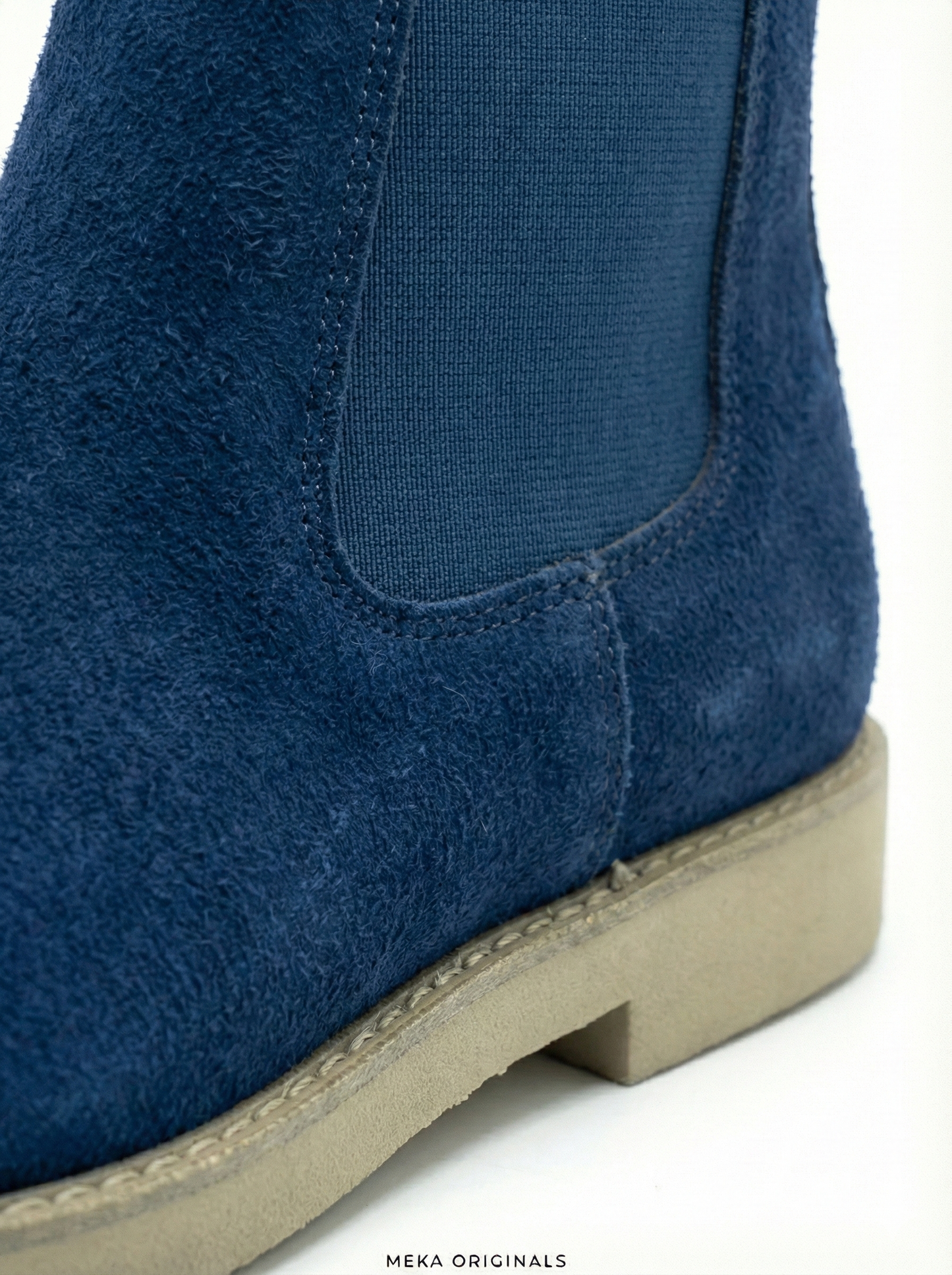 MEKA Handcrafted Genuine Leather Footwear - MEKA Navy Suede Chelsea Boots – Genuine Leather