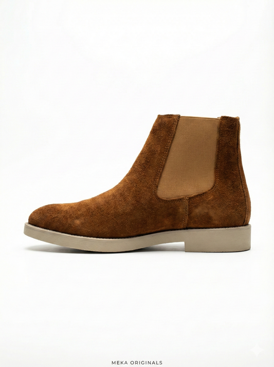MEKA Handcrafted Genuine Leather Footwear - MEKA: Suede Chelsea Boot | Cognac