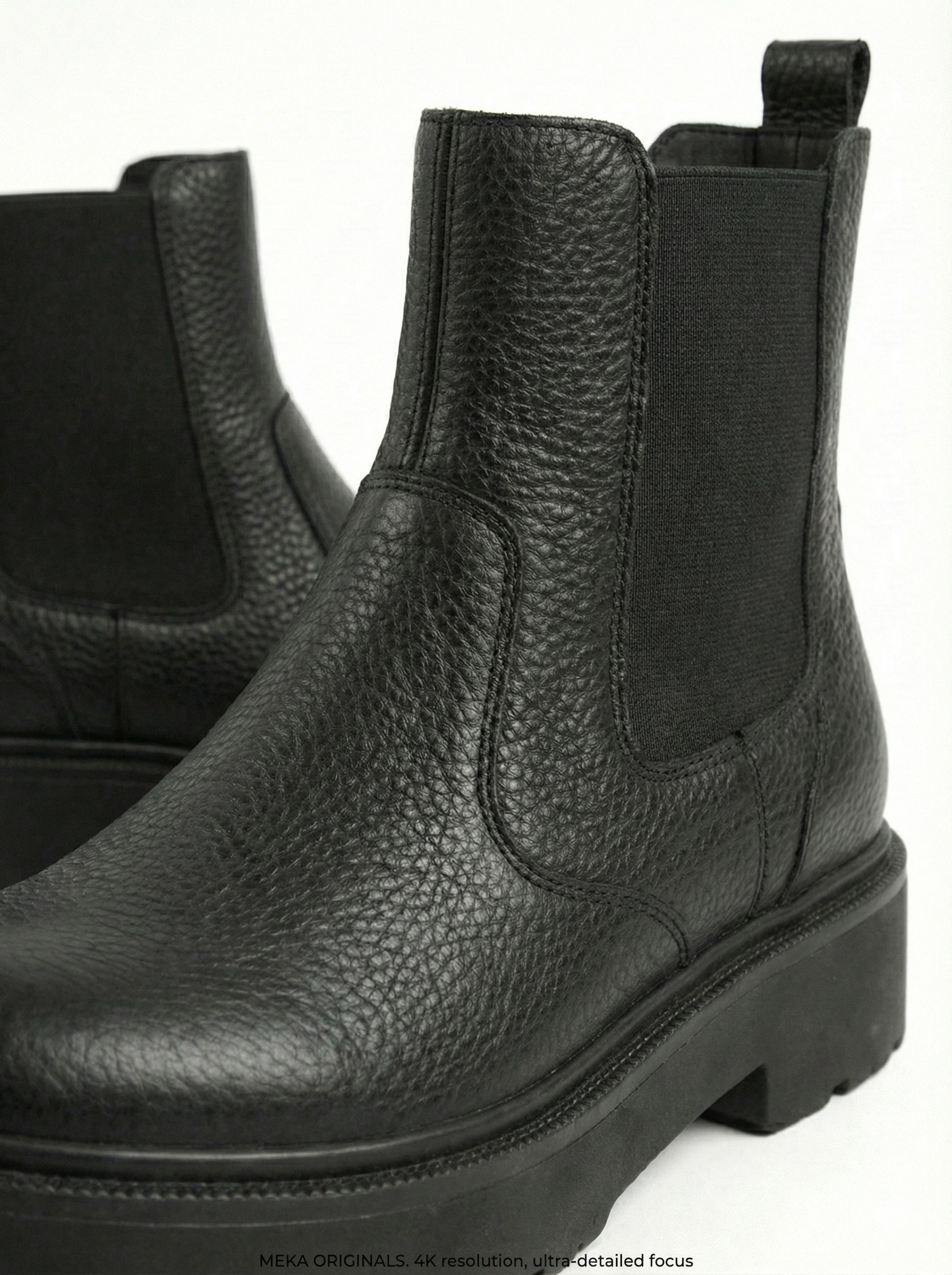 MEKA Handcrafted Genuine Leather Footwear - MEKA Black Leather Platform Chelsea Boots – Genuine Leather