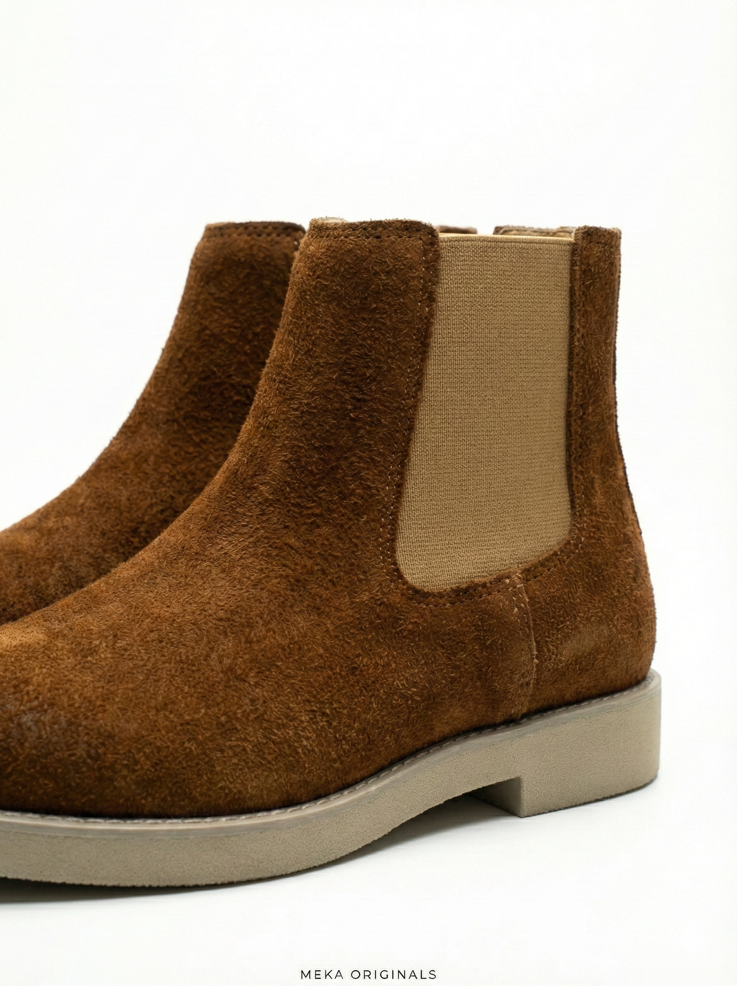 MEKA Handcrafted Genuine Leather Footwear - MEKA: Suede Chelsea Boot | Cognac