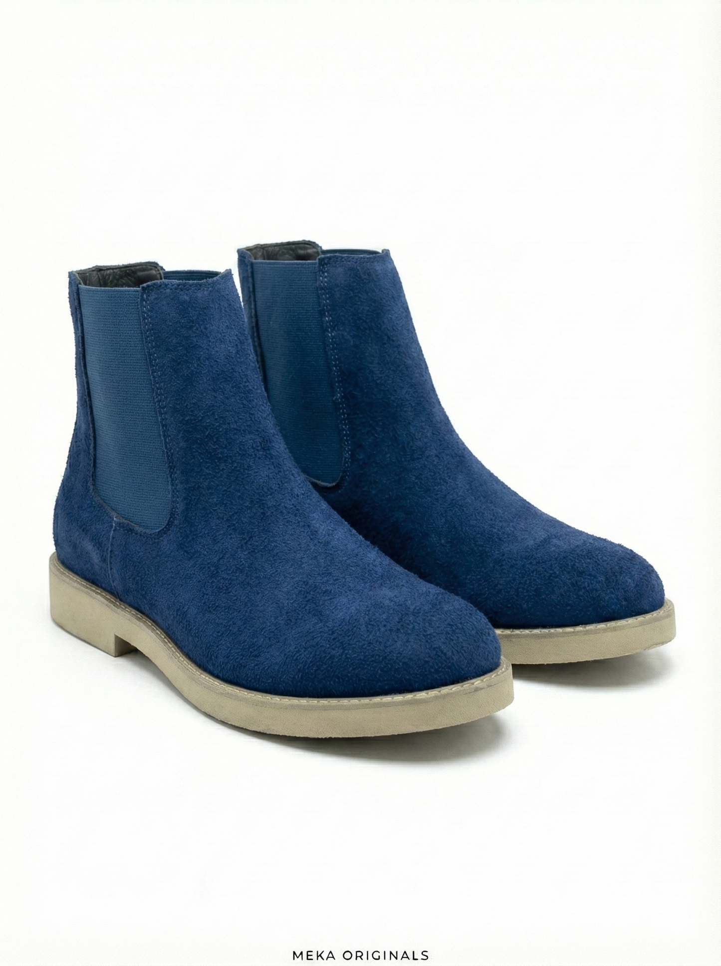 MEKA Handcrafted Genuine Leather Footwear - MEKA Navy Suede Chelsea Boots – Genuine Leather