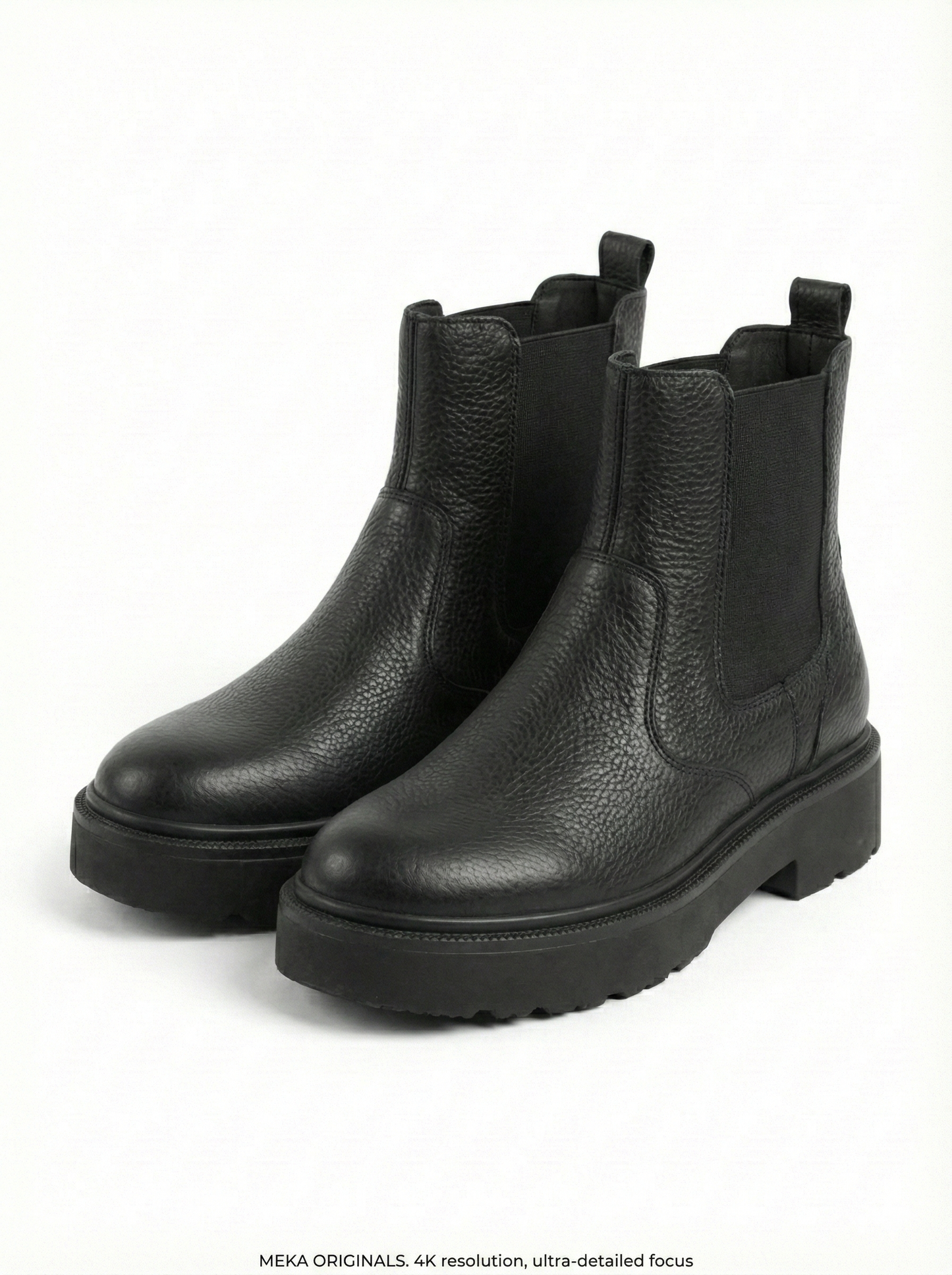 MEKA Handcrafted Genuine Leather Footwear - MEKA Black Leather Platform Chelsea Boots – Genuine Leather