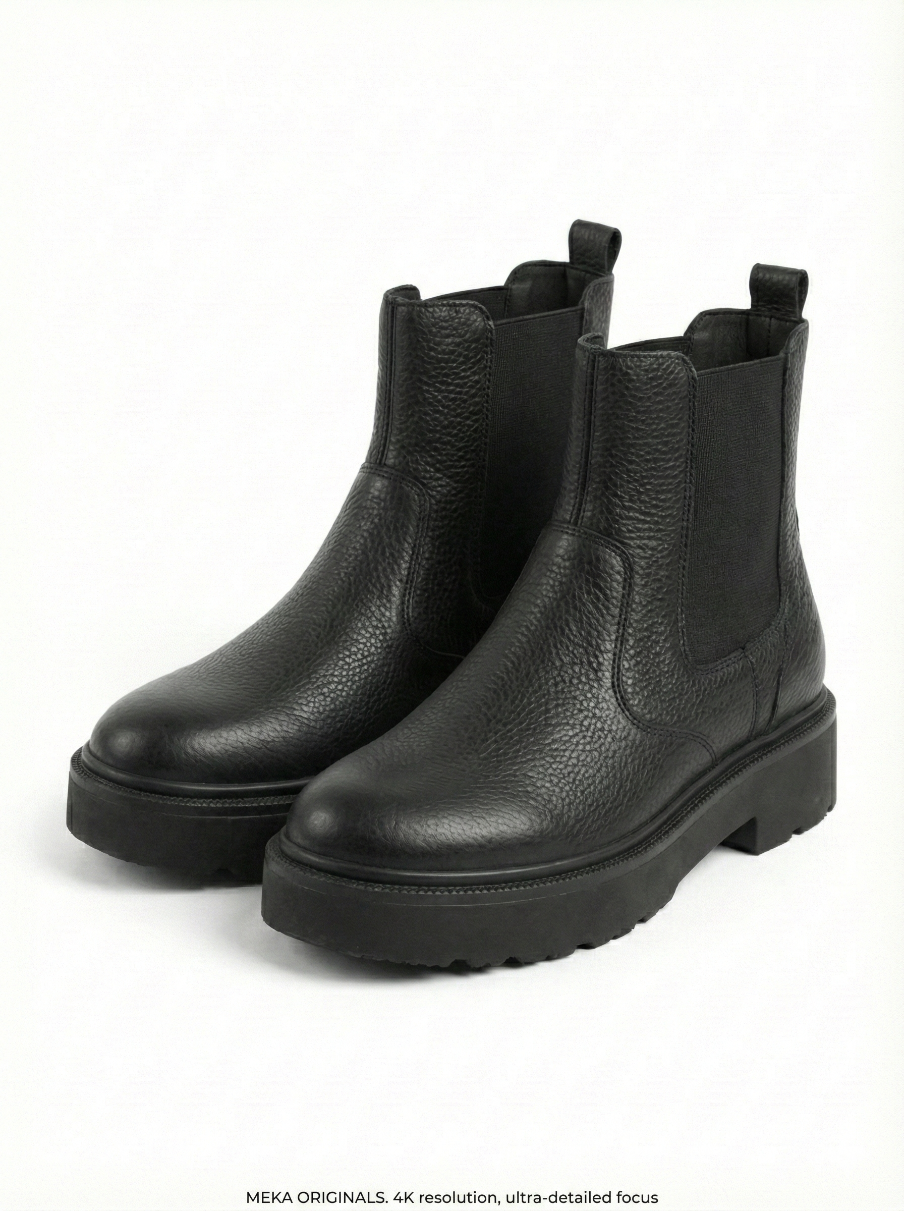 MEKA Handcrafted Genuine Leather Footwear - MEKA Black Leather Platform Chelsea Boots – Genuine Leather