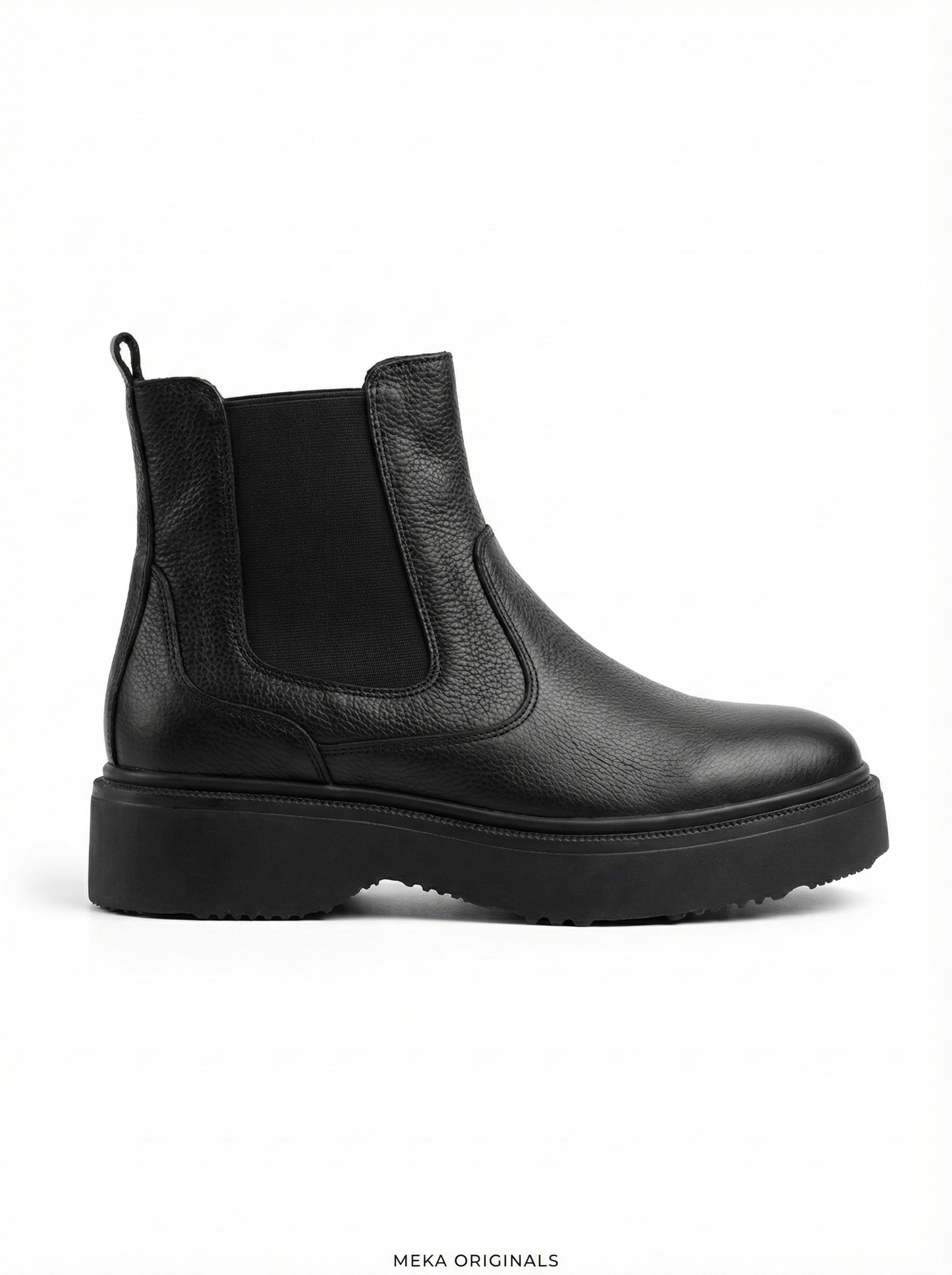 MEKA Handcrafted Genuine Leather Footwear - MEKA Black Leather Platform Chelsea Boots – Genuine Leather