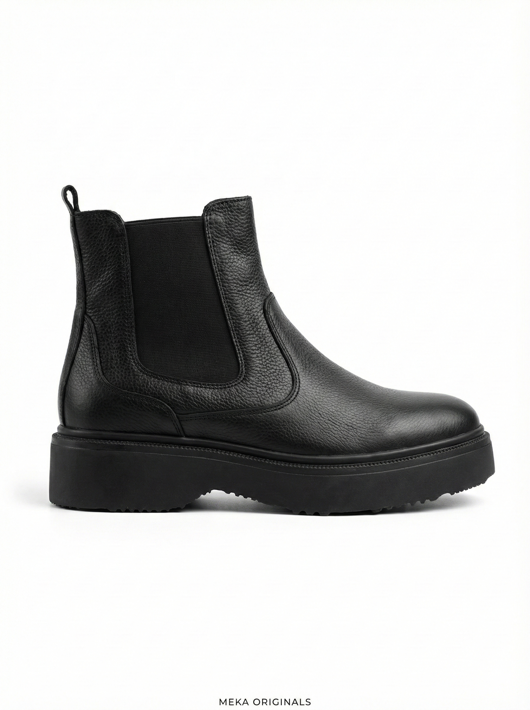 MEKA Handcrafted Genuine Leather Footwear - MEKA Black Leather Platform Chelsea Boots – Genuine Leather