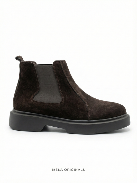 MEKA Handcrafted Genuine Leather Footwear - MEKA: Chunky Suede Chelsea boot | Coffee