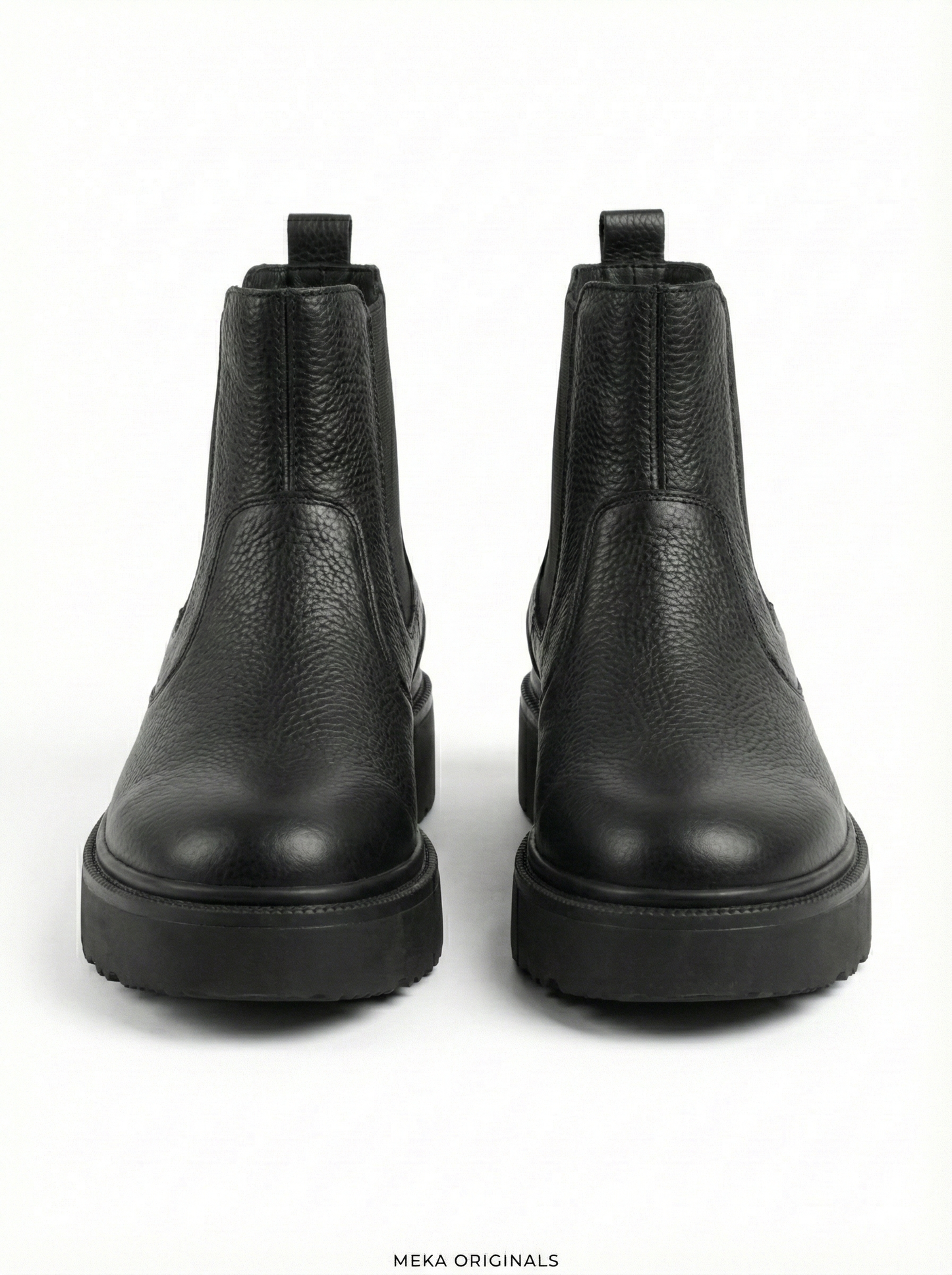 MEKA Handcrafted Genuine Leather Footwear - MEKA Black Leather Platform Chelsea Boots – Genuine Leather