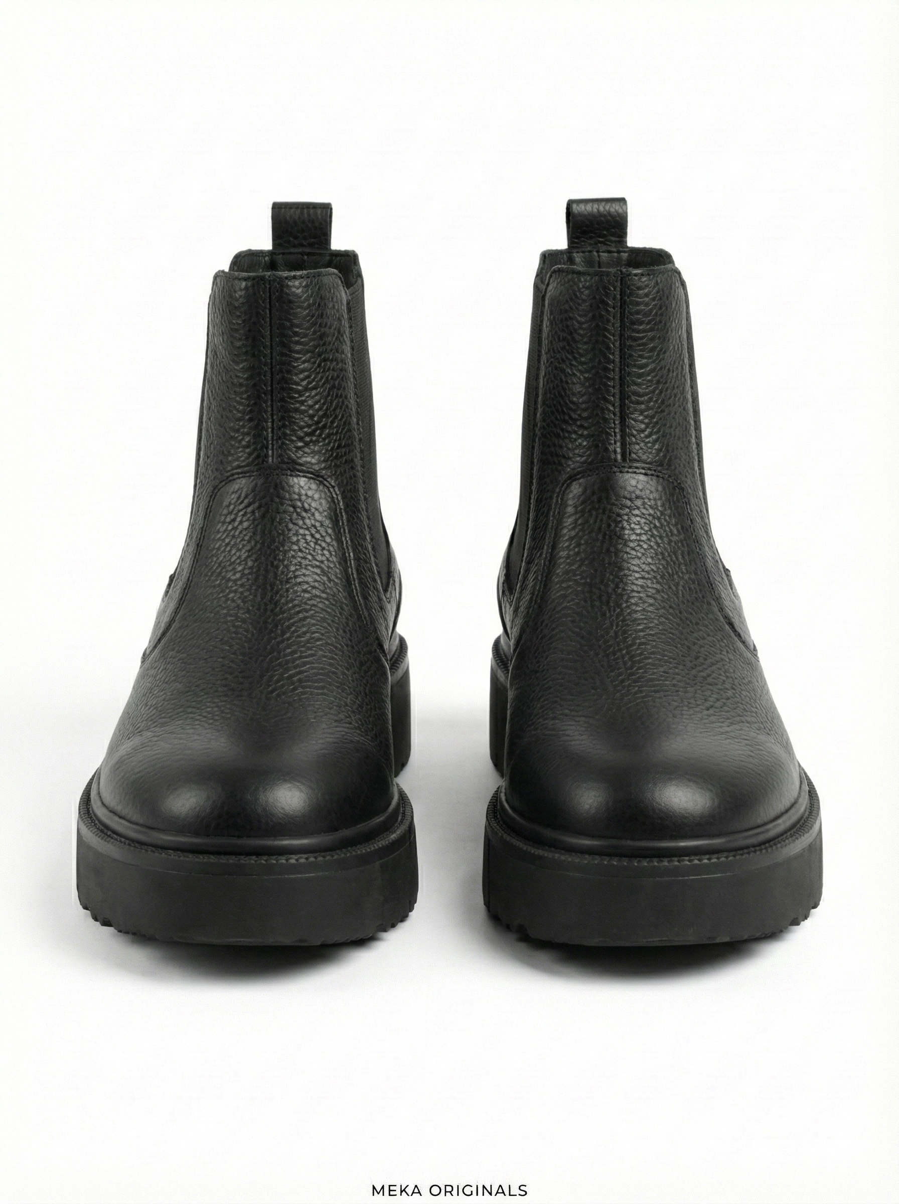 MEKA Handcrafted Genuine Leather Footwear - MEKA Black Leather Platform Chelsea Boots – Genuine Leather