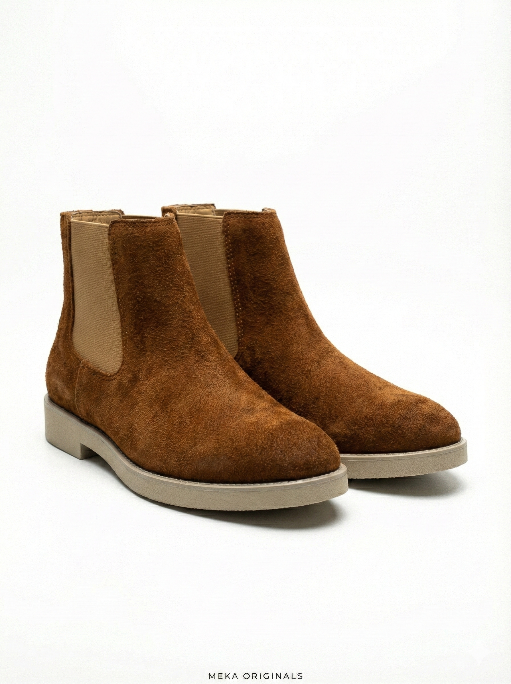 MEKA Handcrafted Genuine Leather Footwear - MEKA: Suede Chelsea Boot | Cognac