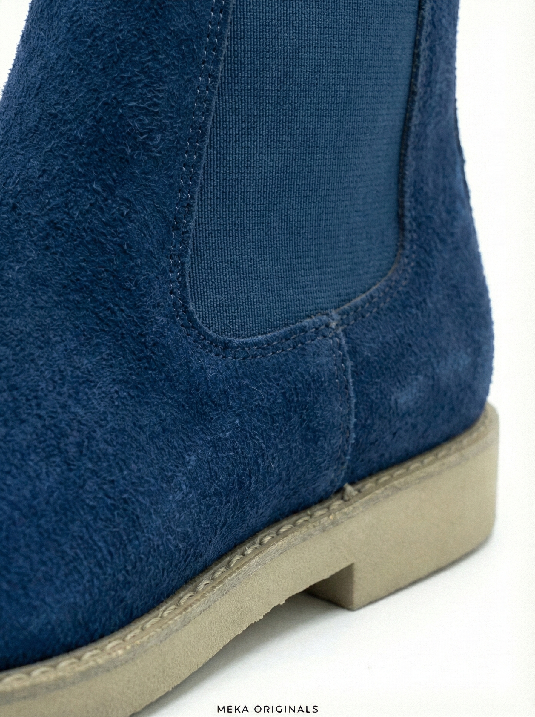 MEKA Handcrafted Genuine Leather Footwear - MEKA Navy Suede Chelsea Boots – Genuine Leather