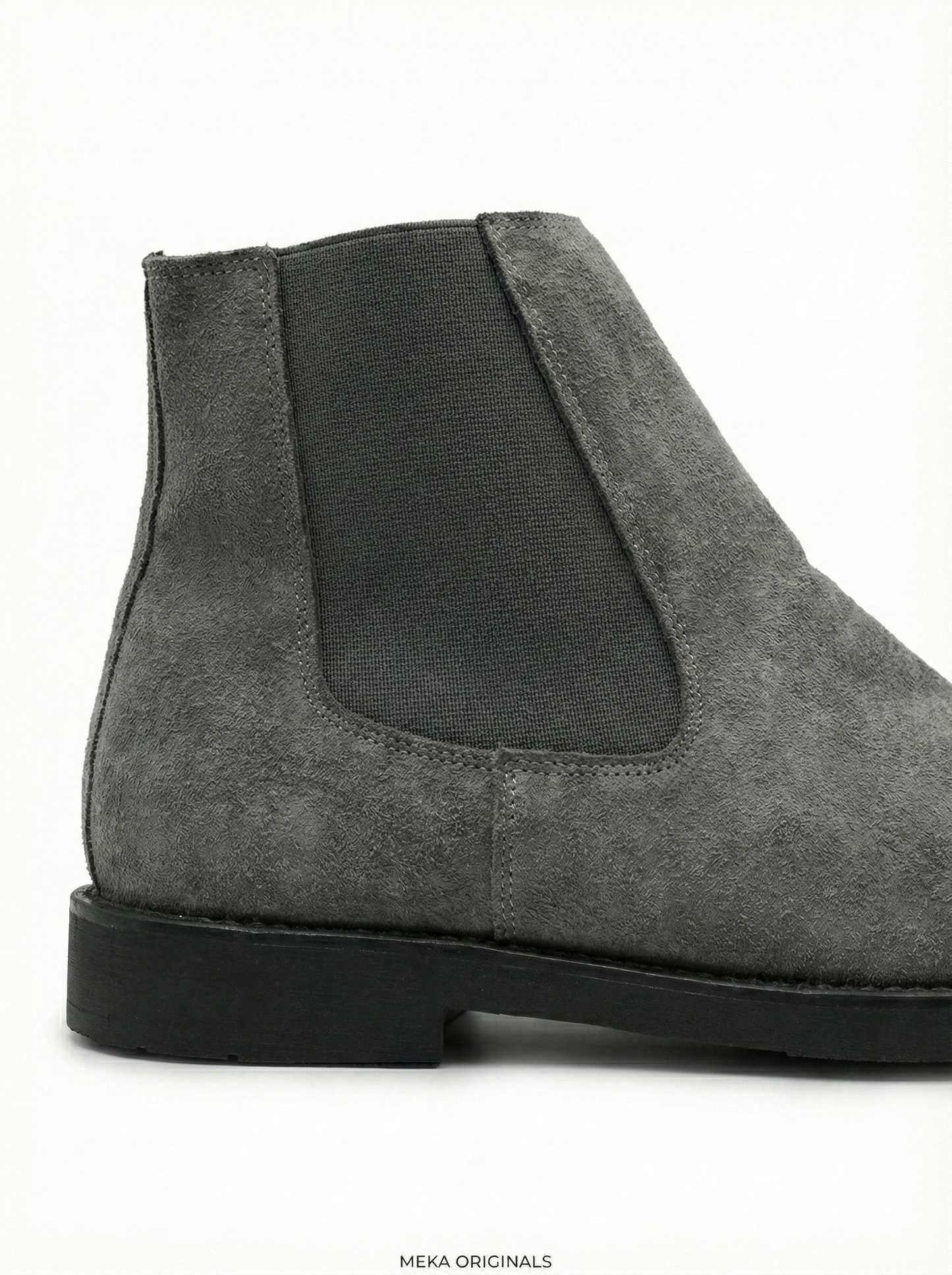MEKA Handcrafted Genuine Leather Footwear - MEKA Grey Suede Chelsea Boots – Genuine Leather