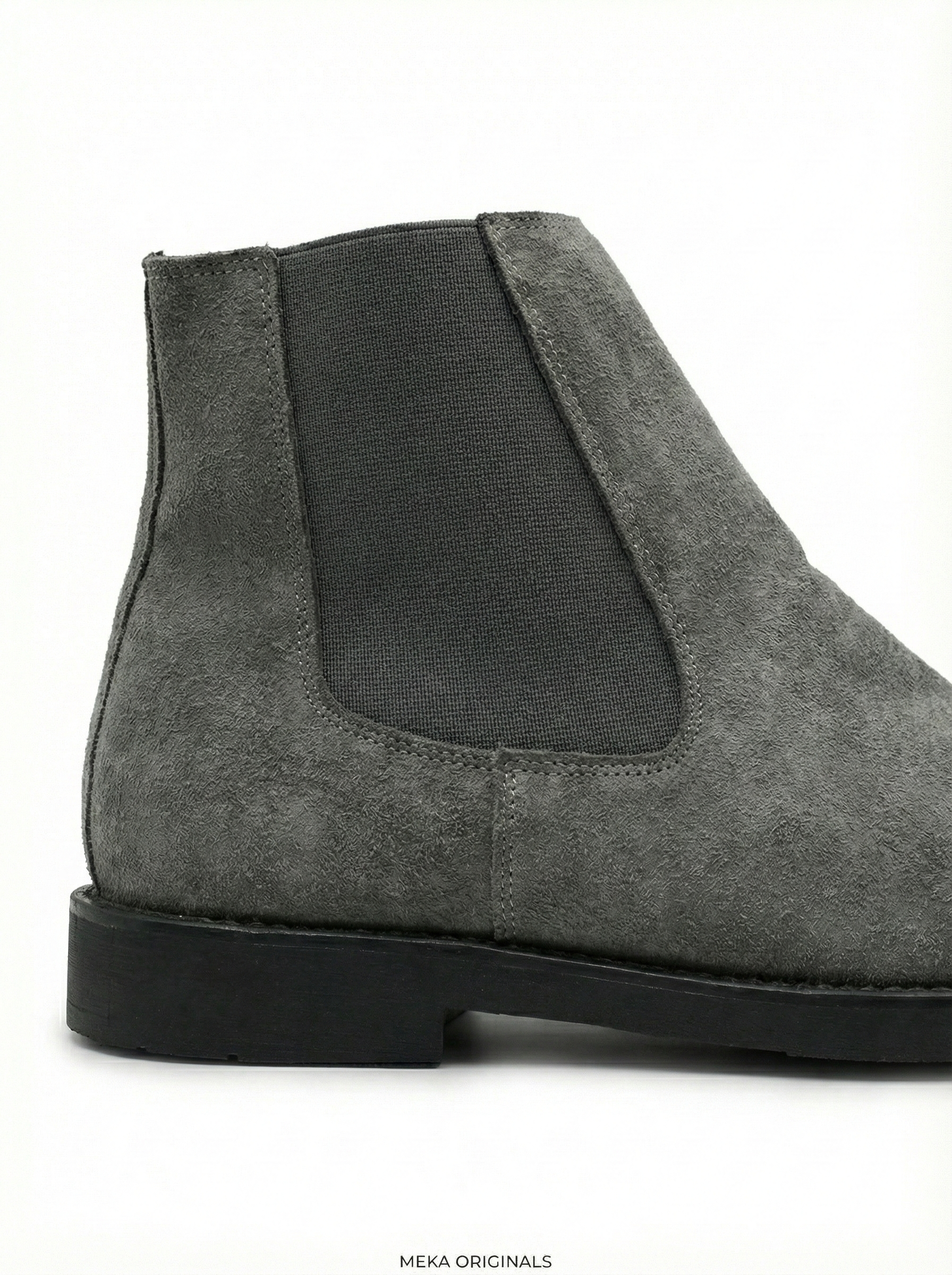 MEKA Handcrafted Genuine Leather Footwear - MEKA Grey Suede Chelsea Boots – Genuine Leather