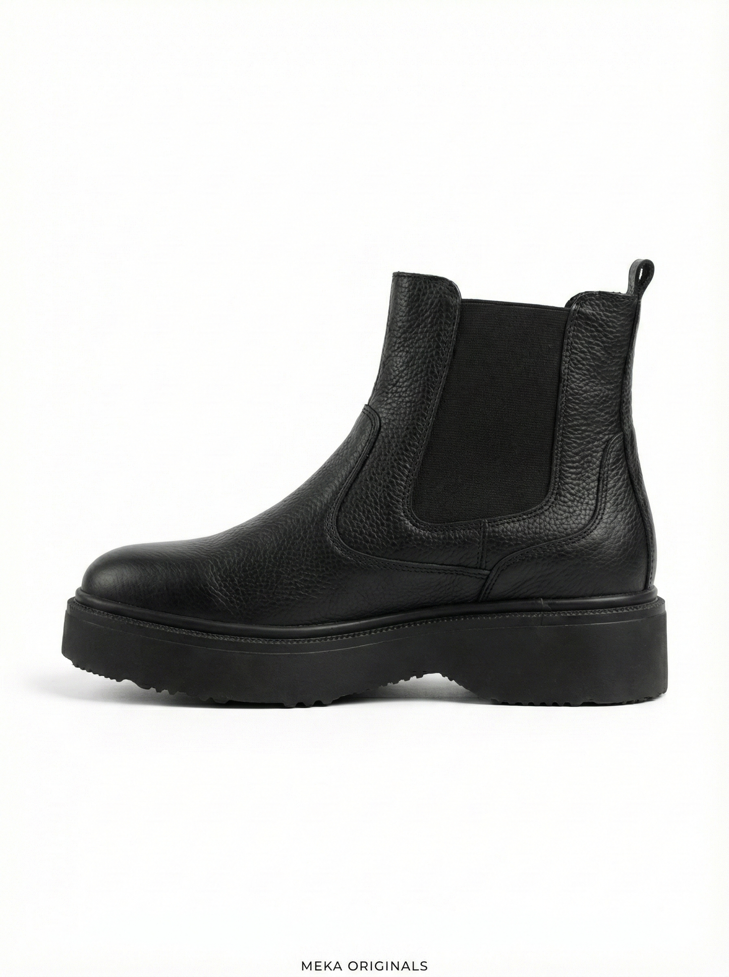 MEKA Handcrafted Genuine Leather Footwear - MEKA Black Leather Platform Chelsea Boots – Genuine Leather