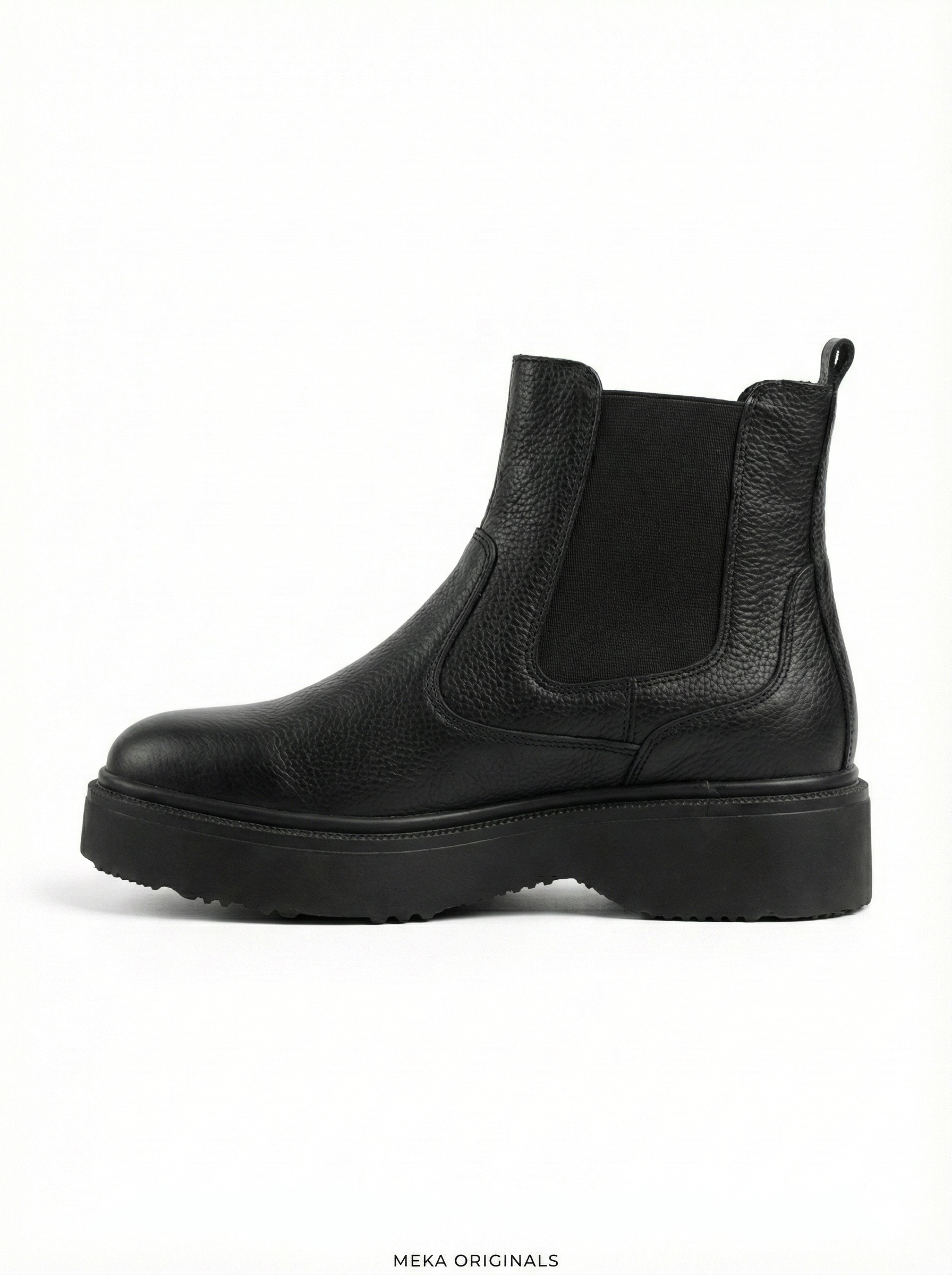 MEKA Handcrafted Genuine Leather Footwear - MEKA Black Leather Platform Chelsea Boots – Genuine Leather