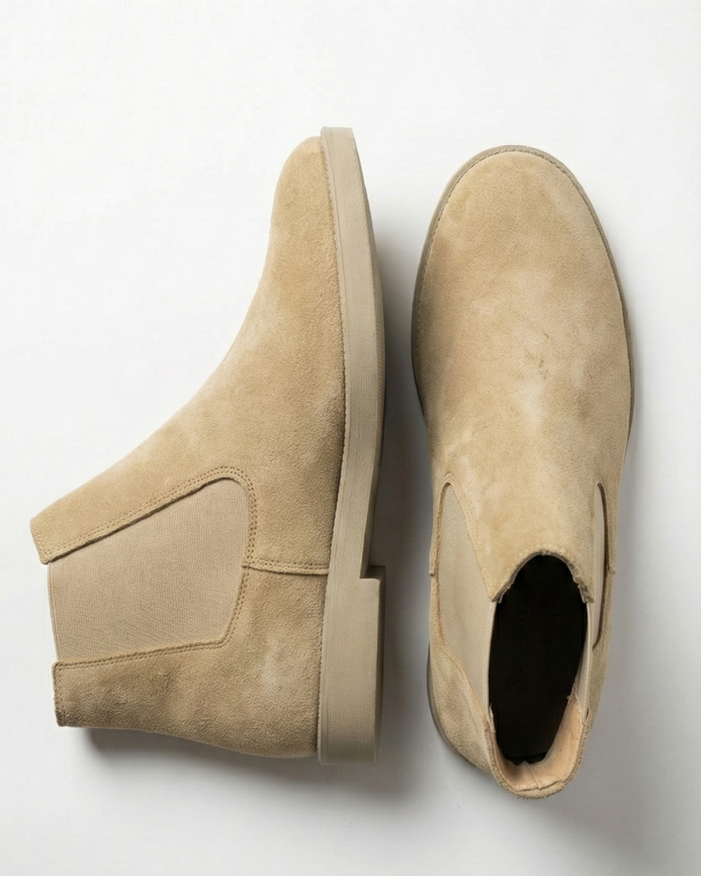 MEKA Handcrafted Genuine Leather Footwear - MEKA Beige Suede Chelsea Boots – Genuine Leather