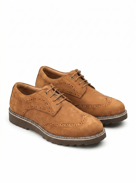 MEKA Handcrafted Genuine Leather Footwear - MEKA Royal Brogue - Camel