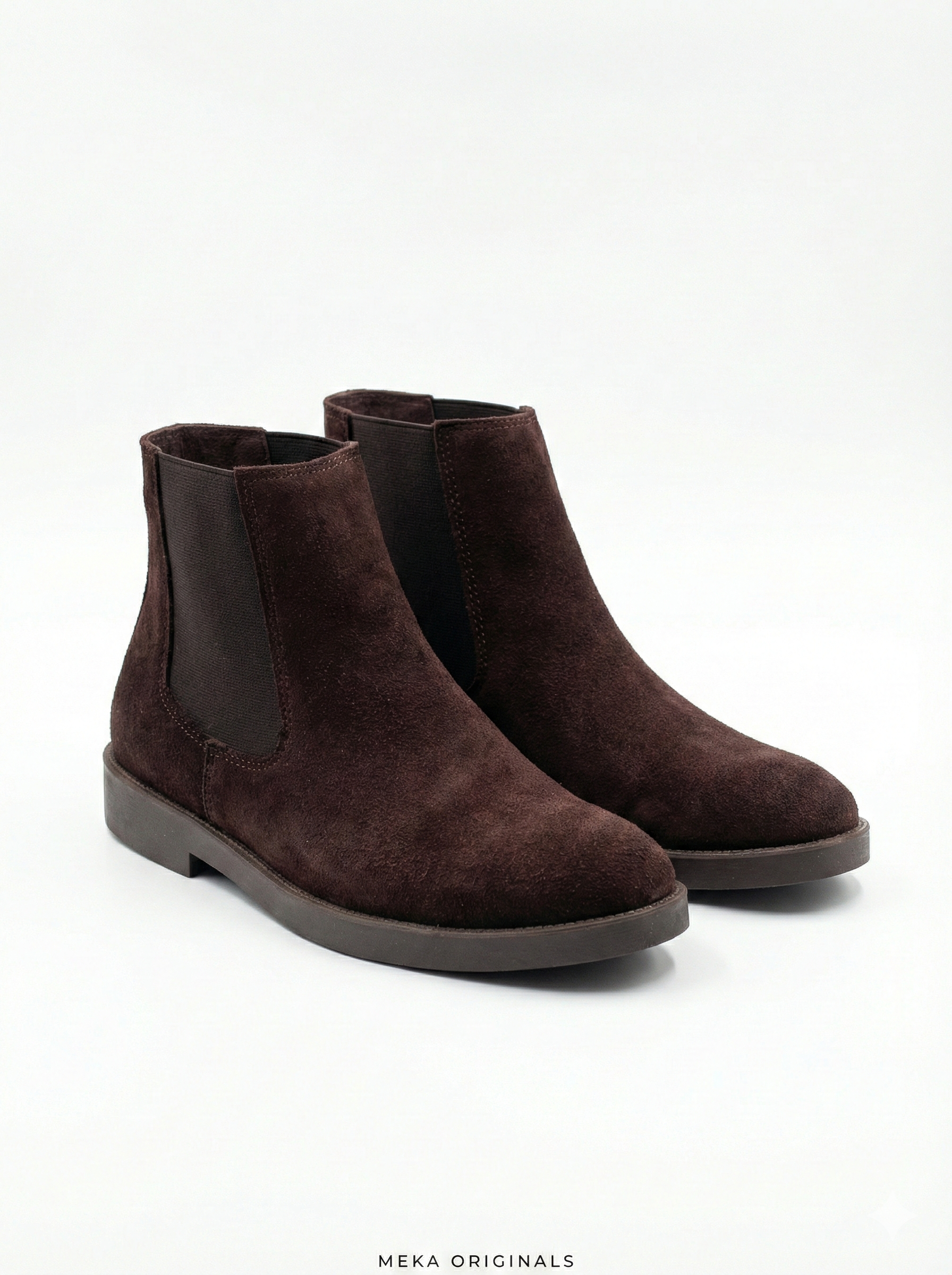 MEKA Handcrafted Genuine Leather Footwear - MEKA Brown Suede Chelsea Boots – Genuine Leather