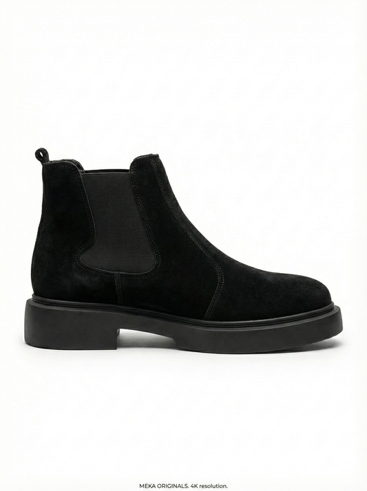 MEKA Handcrafted Genuine Leather Footwear - MEKA: Chunky Suede Chelsea Boot | Black