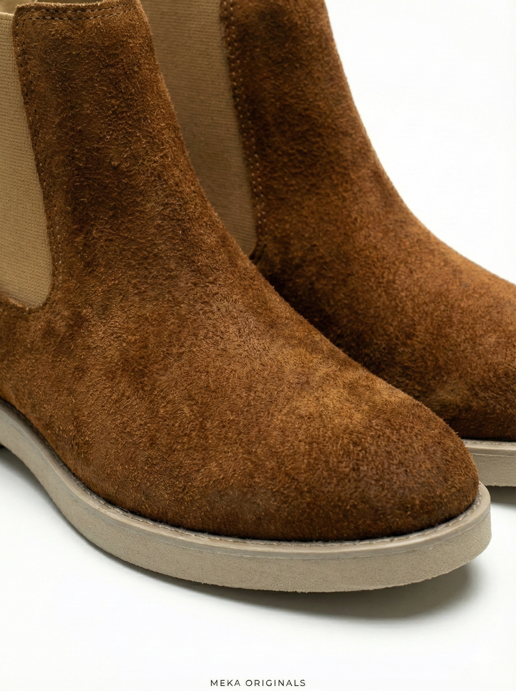 MEKA Handcrafted Genuine Leather Footwear - MEKA: Suede Chelsea Boot | Cognac