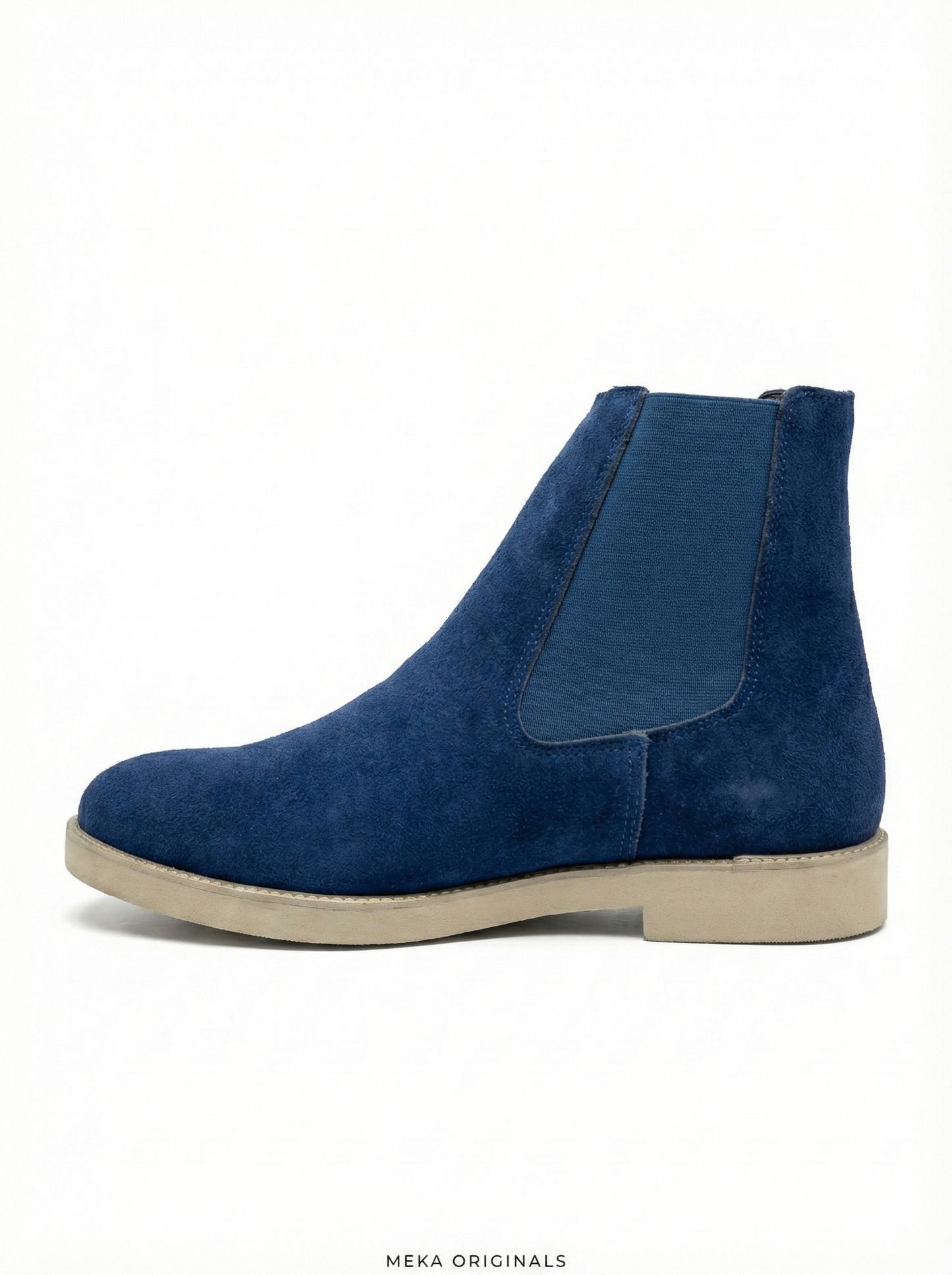 MEKA Handcrafted Genuine Leather Footwear - MEKA Navy Suede Chelsea Boots – Genuine Leather