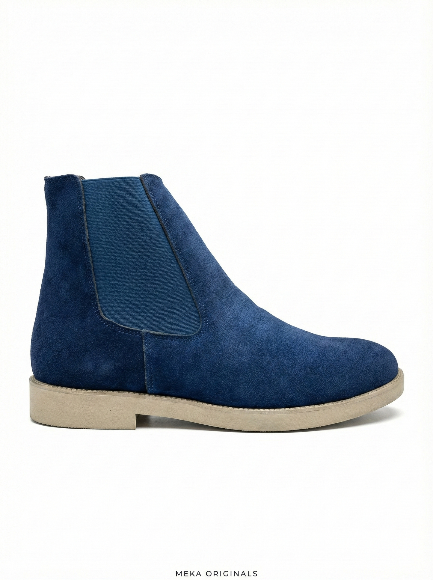 MEKA Handcrafted Genuine Leather Footwear - MEKA Navy Suede Chelsea Boots – Genuine Leather