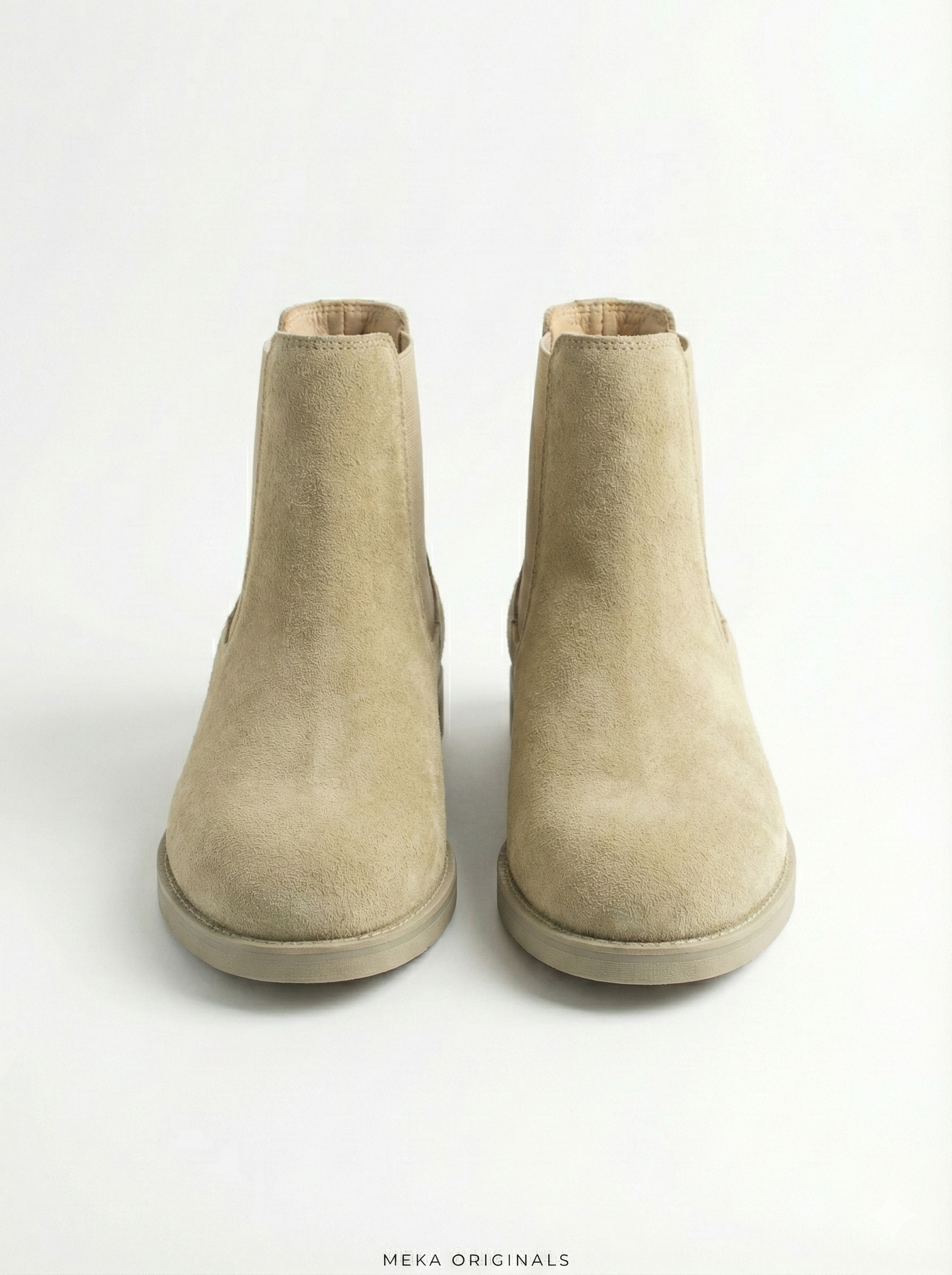 MEKA Handcrafted Genuine Leather Footwear - MEKA Beige Suede Chelsea Boots – Genuine Leather