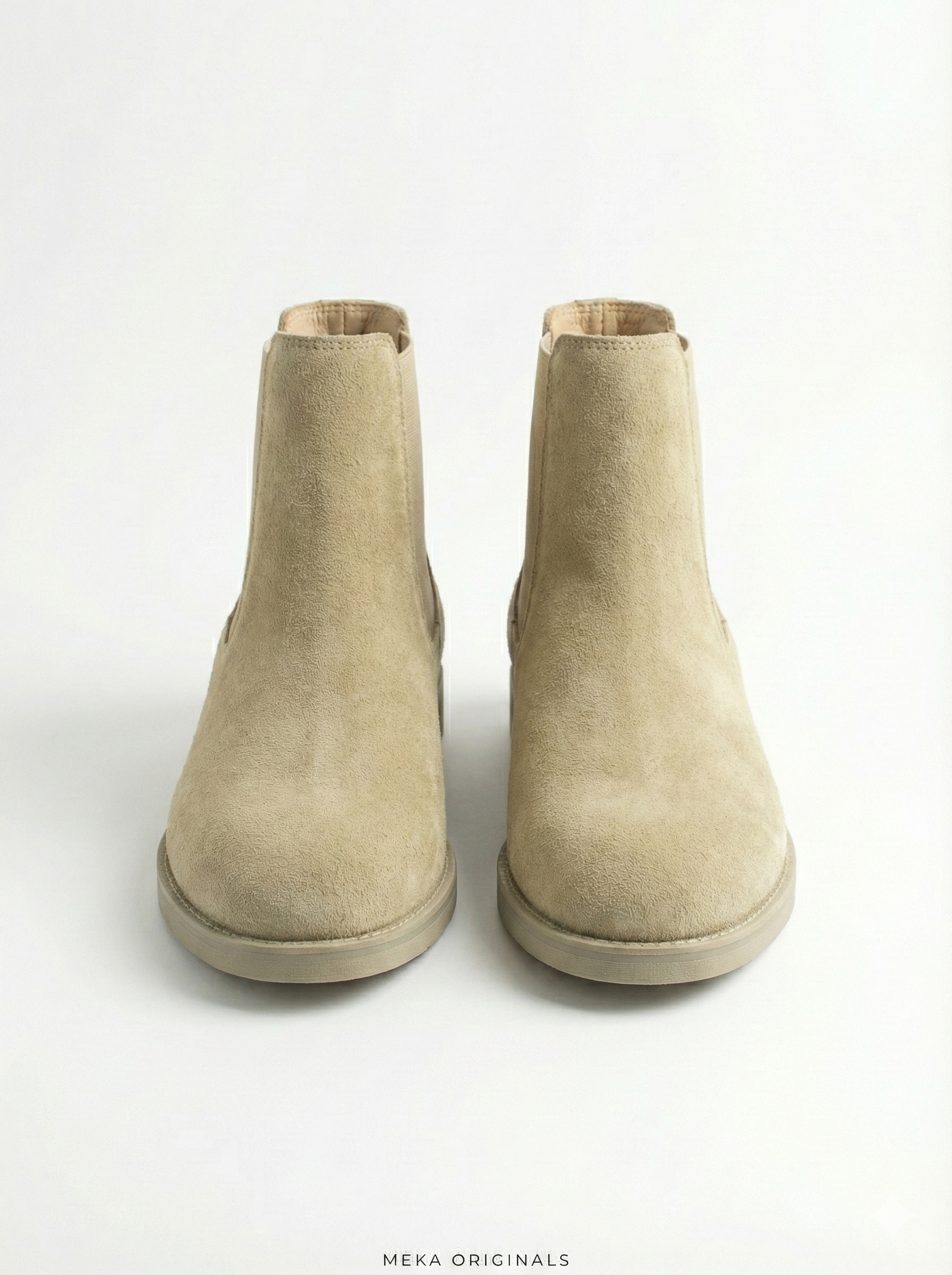 MEKA Handcrafted Genuine Leather Footwear - MEKA Beige Suede Chelsea Boots – Genuine Leather