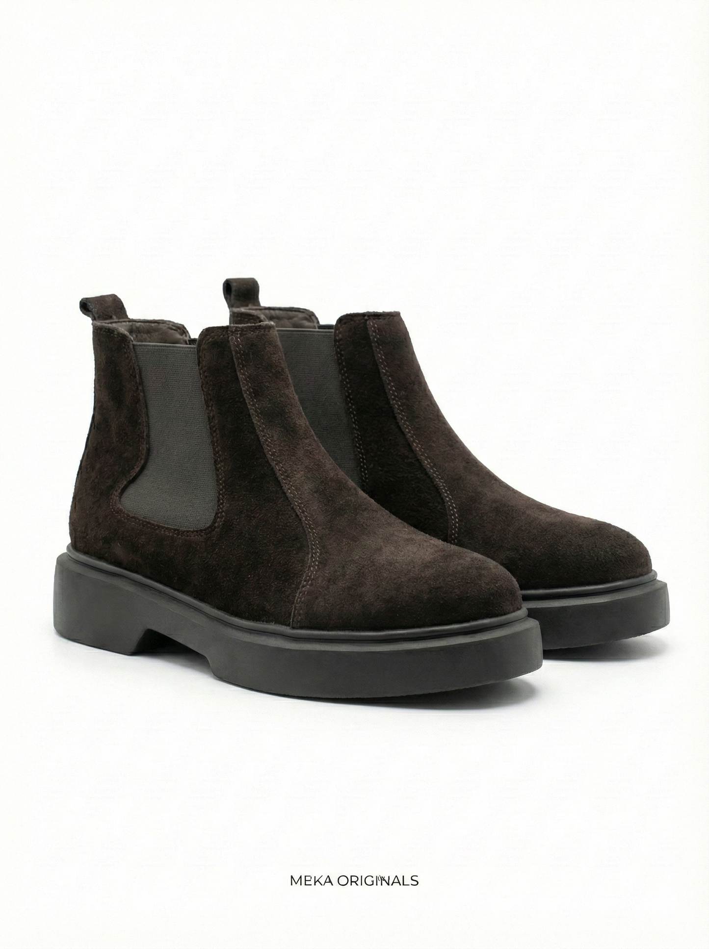 MEKA Handcrafted Genuine Leather Footwear - MEKA: Chunky Suede Chelsea boot | Coffee