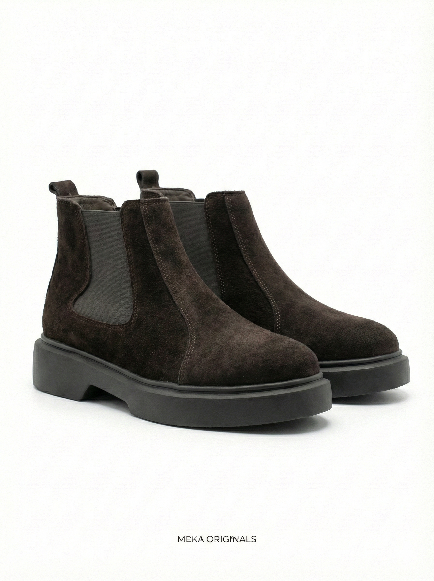 MEKA Handcrafted Genuine Leather Footwear - MEKA: Chunky Suede Chelsea boot | Coffee