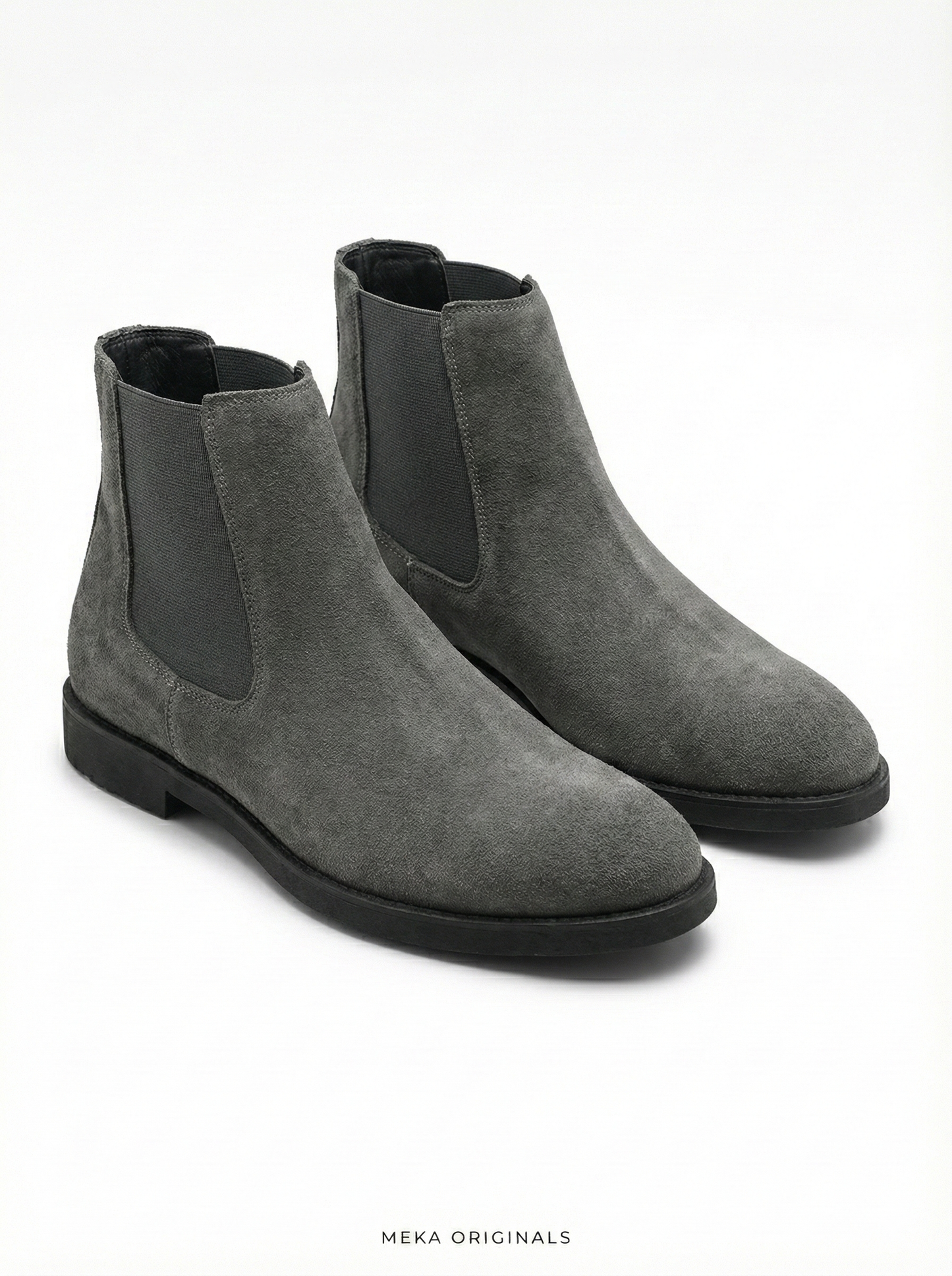 MEKA Handcrafted Genuine Leather Footwear - MEKA Grey Suede Chelsea Boots – Genuine Leather