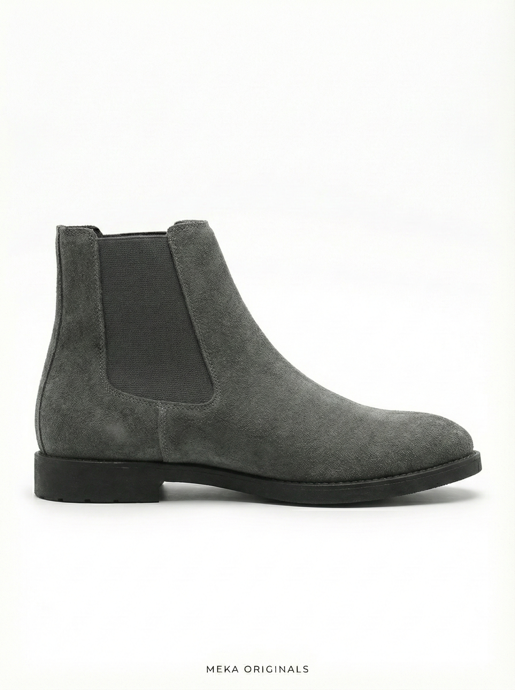 MEKA Handcrafted Genuine Leather Footwear - MEKA Grey Suede Chelsea Boots – Genuine Leather