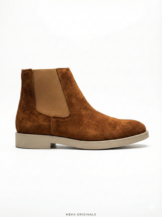 MEKA Handcrafted Genuine Leather Footwear - MEKA: Suede Chelsea Boot | Cognac