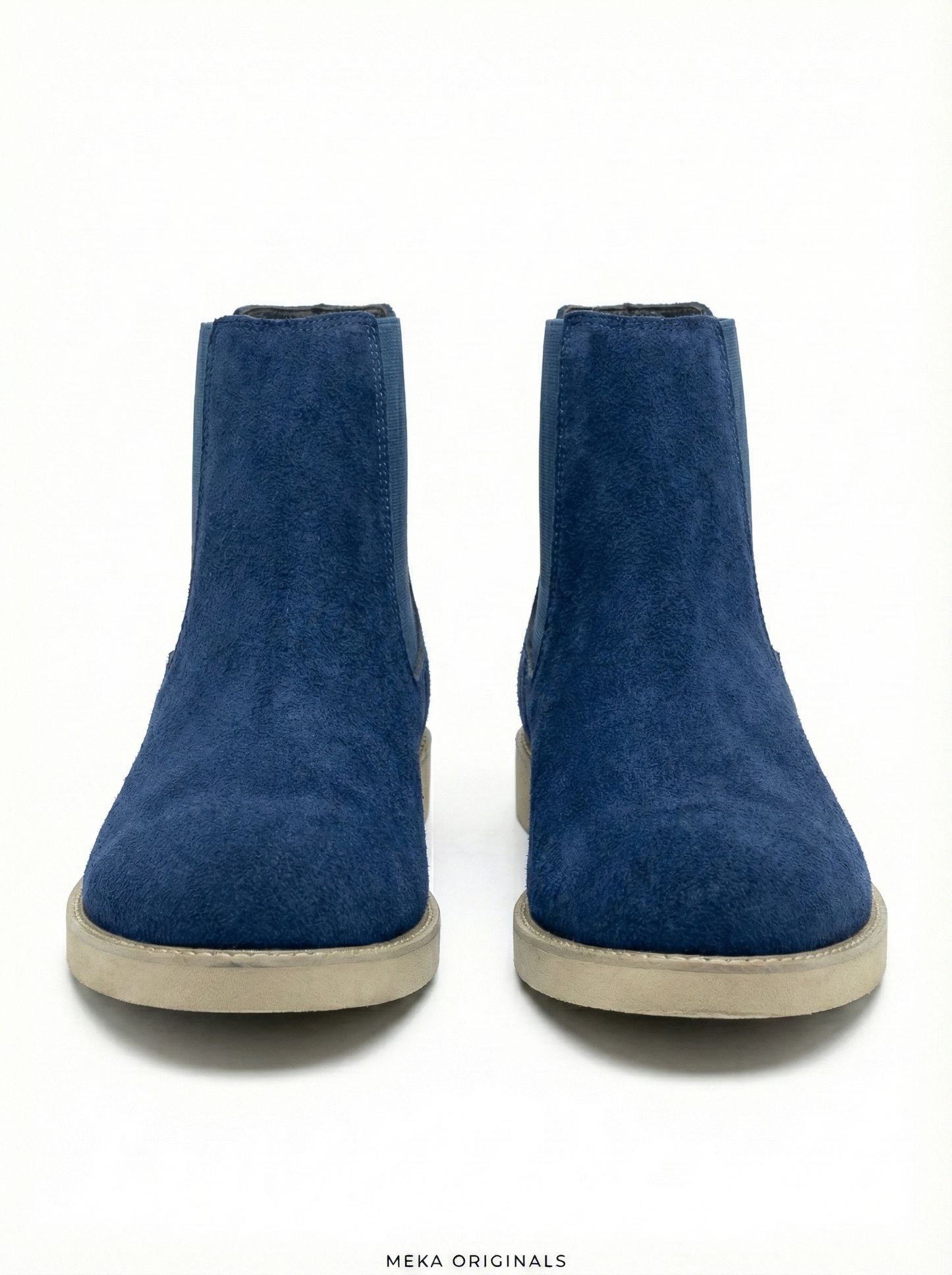 MEKA Handcrafted Genuine Leather Footwear - MEKA Navy Suede Chelsea Boots – Genuine Leather