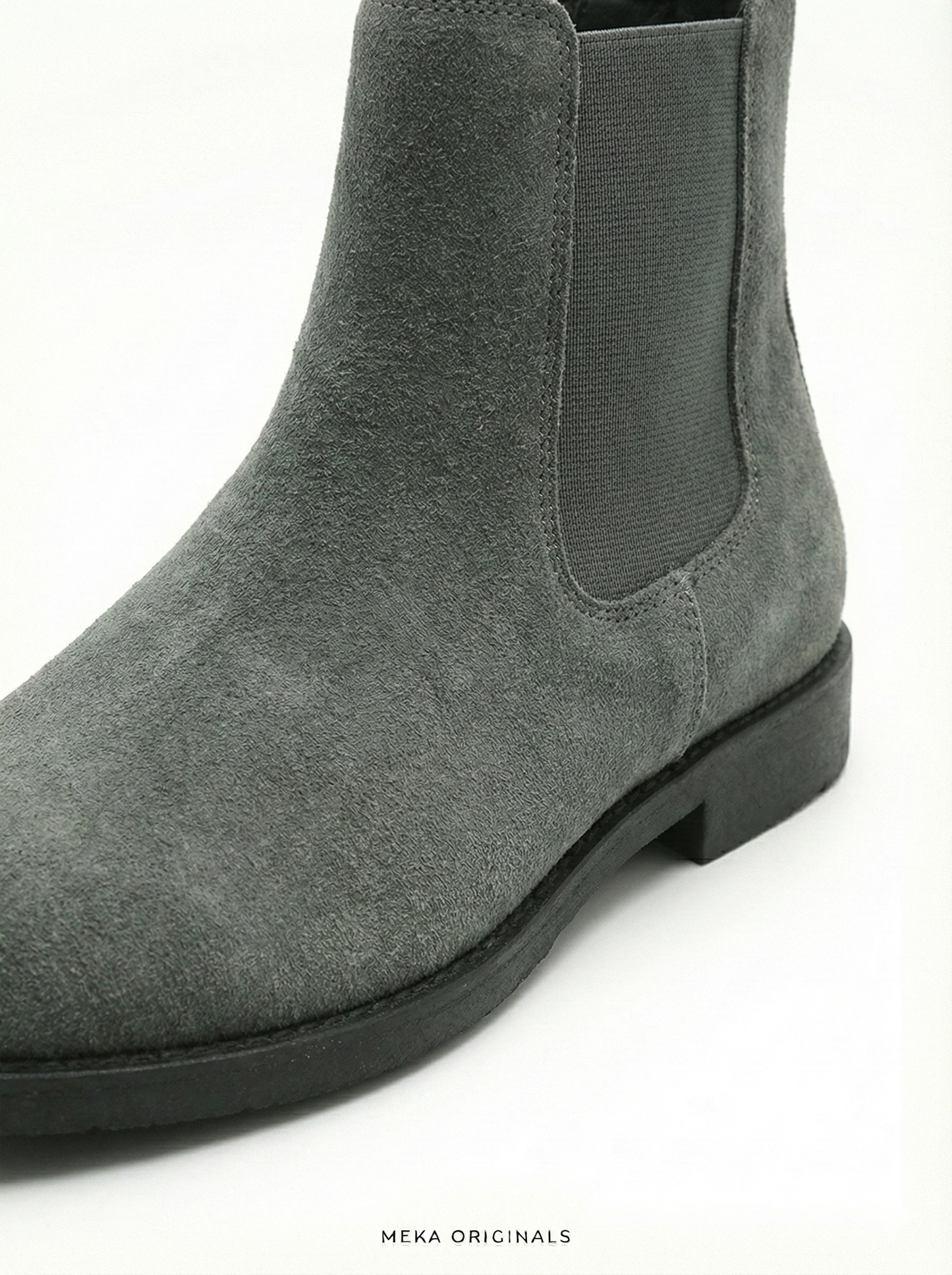 MEKA Handcrafted Genuine Leather Footwear - MEKA Grey Suede Chelsea Boots – Genuine Leather