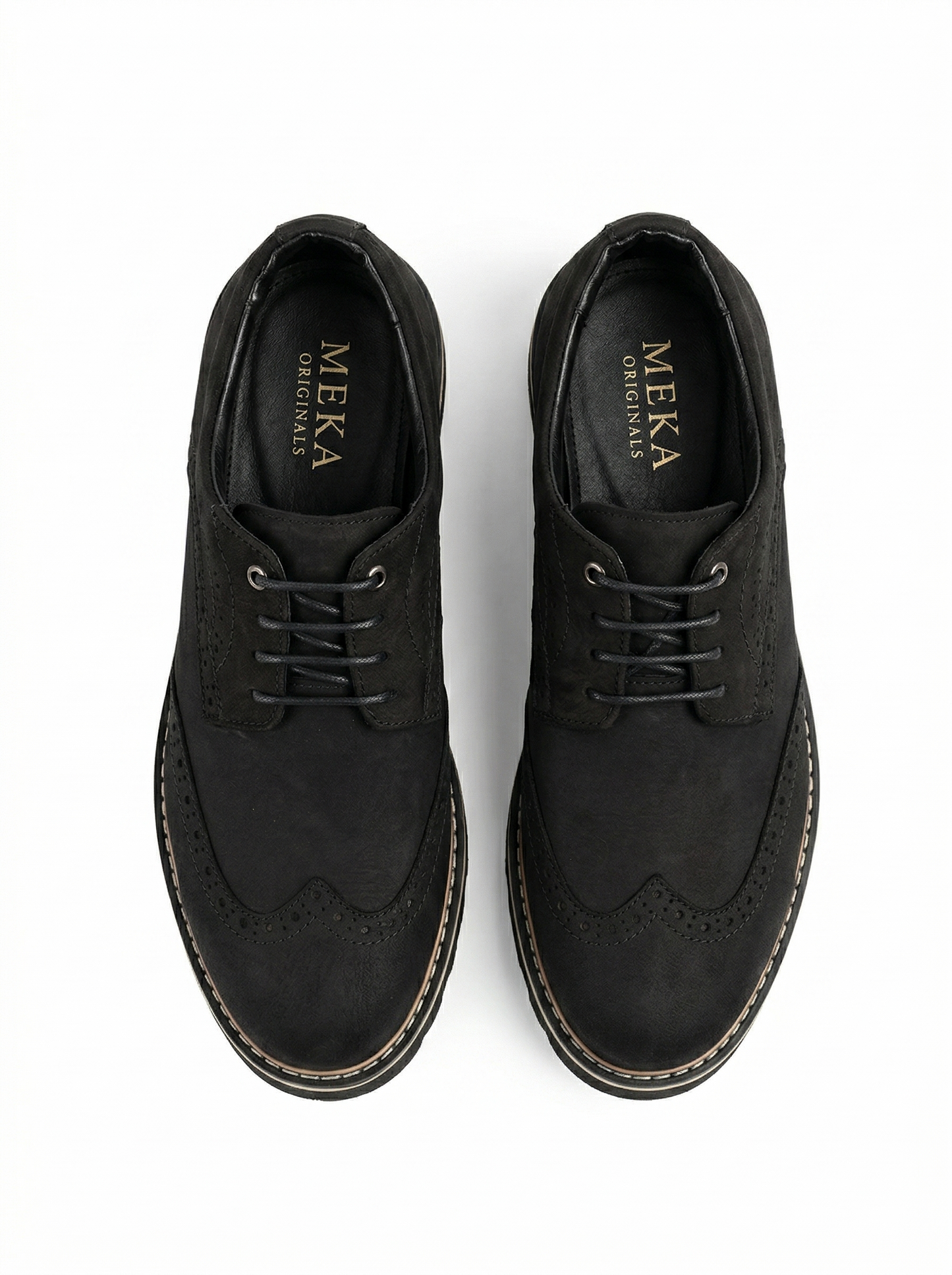 MEKA Handcrafted Genuine Leather Footwear - MEKA Royal Brogue - Onyx Black