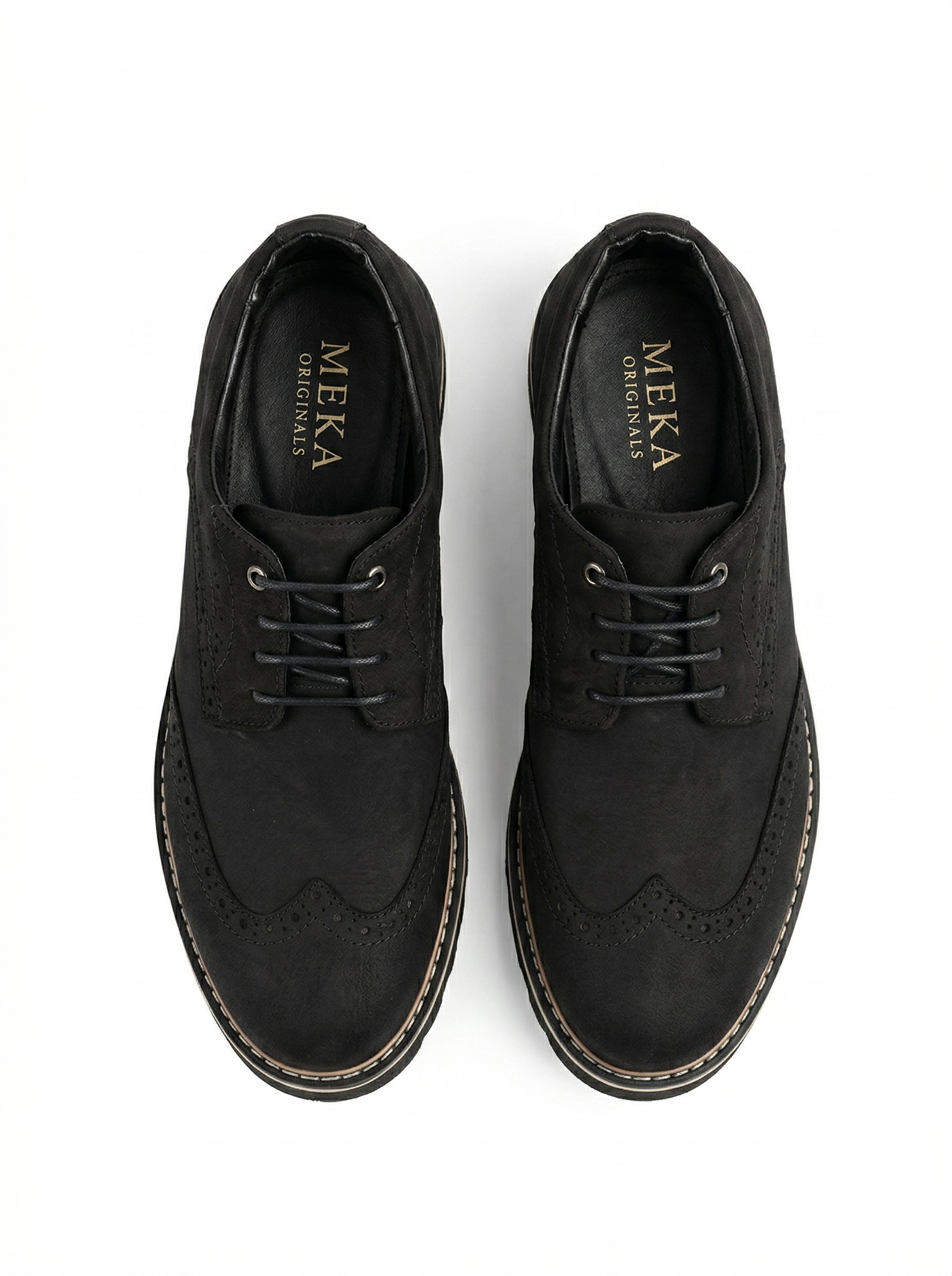 MEKA Handcrafted Genuine Leather Footwear - MEKA Royal Brogue - Onyx Black