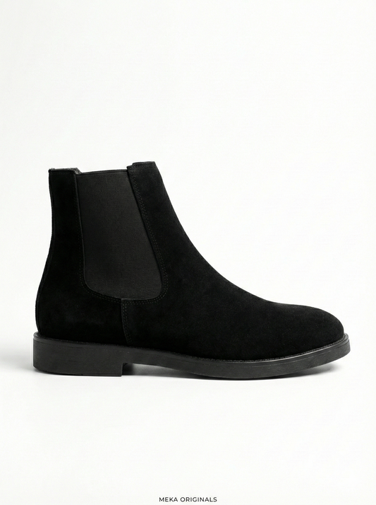 MEKA Handcrafted Genuine Leather Footwear - MEKA Black Suede Chelsea Boots – Genuine Leather