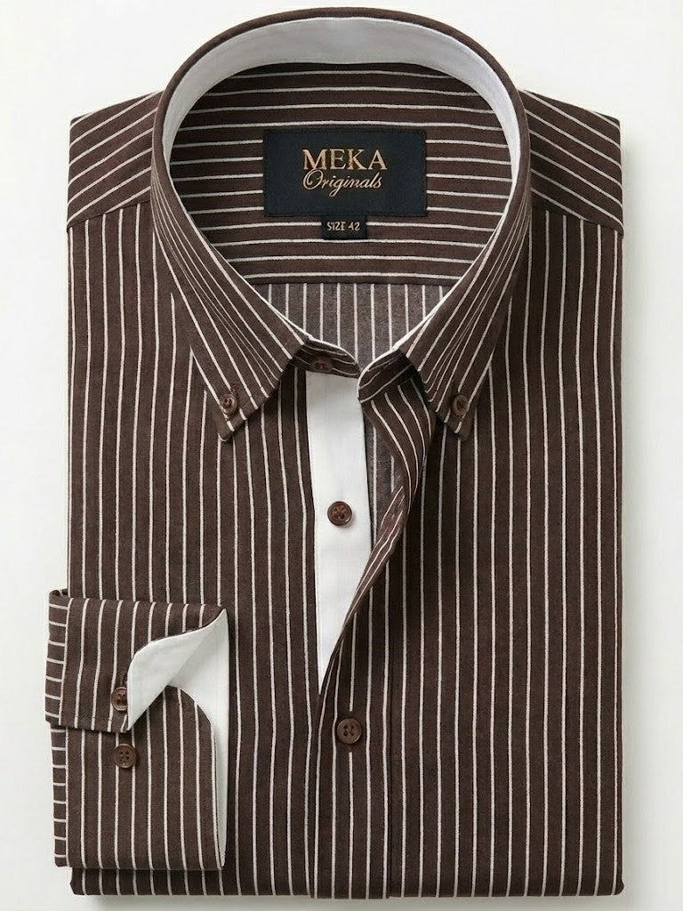 MEKA Premium Anti-Shrink Dress Shirt - MEKA | Premium Long Sleeves Shirt - Semi Casual Regular Fit (0053)