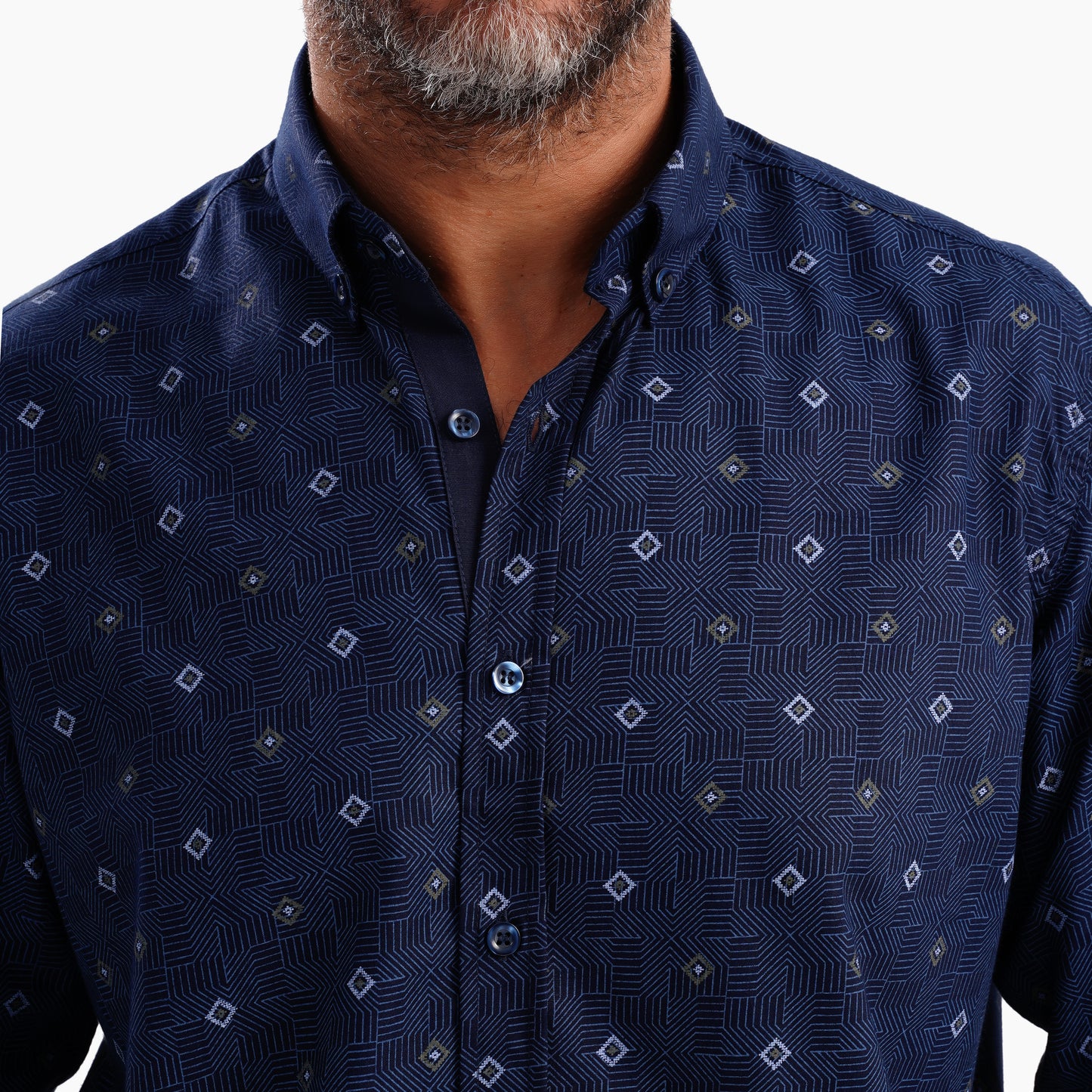 MEKA Premium Anti-Shrink Dress Shirt - MEKA | Premium Navy Patterned Shirt - Semi Casual Regular Fit (0048)