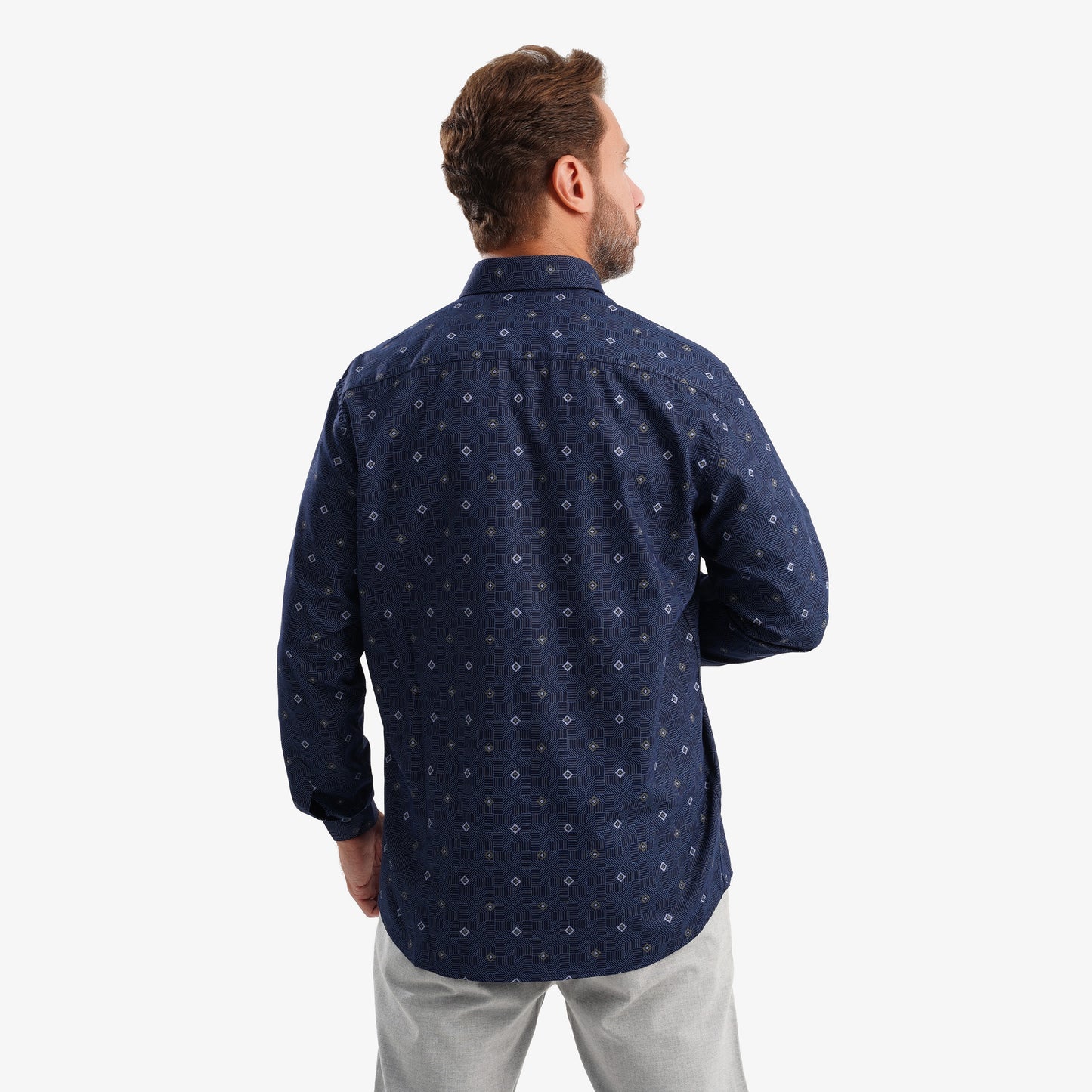 MEKA Premium Anti-Shrink Dress Shirt - MEKA | Premium Navy Patterned Shirt - Semi Casual Regular Fit (0048)
