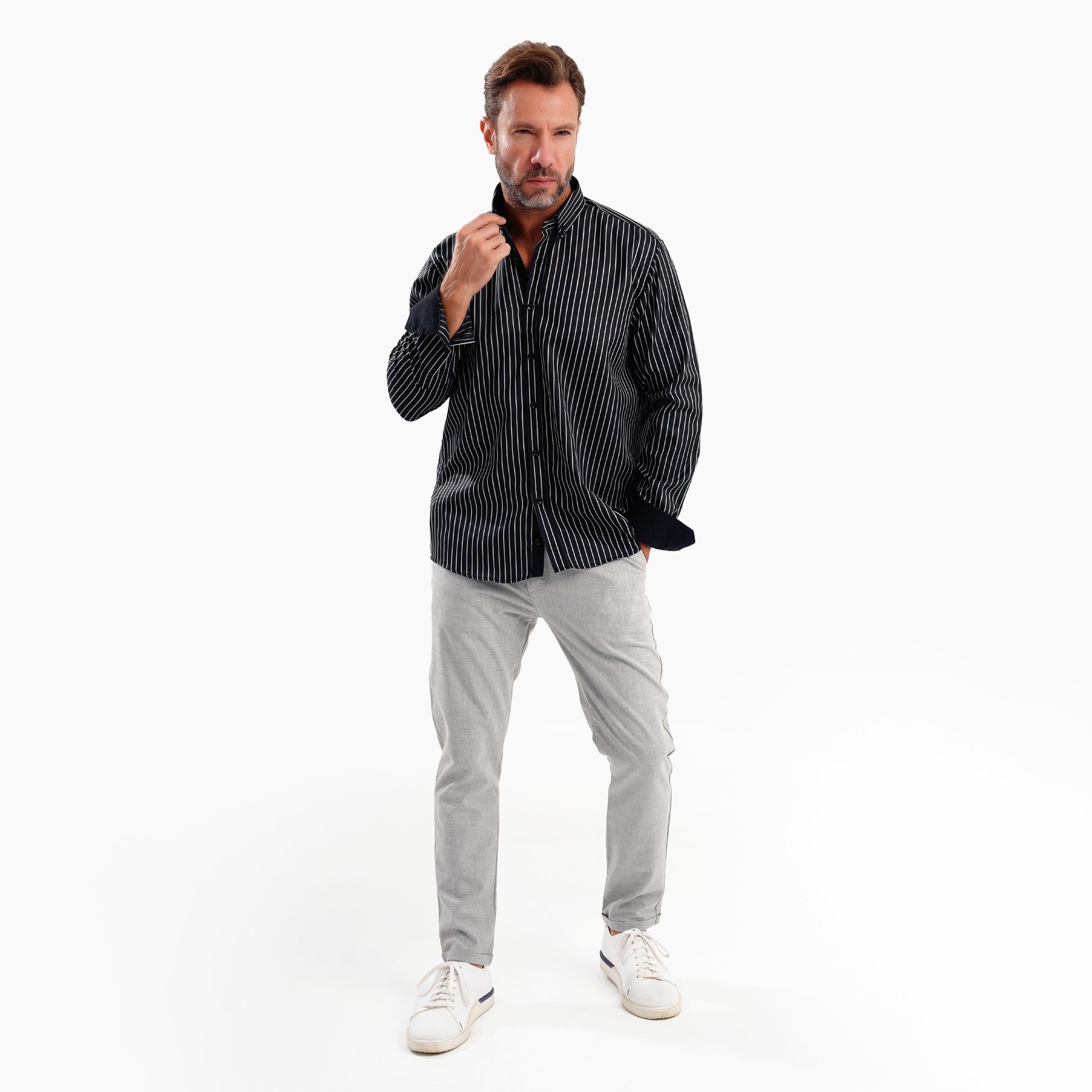 MEKA Premium Anti-Shrink Dress Shirt - MEKA | Premium Long Sleeves Shirt - Semi Casual Regular Fit (0050)