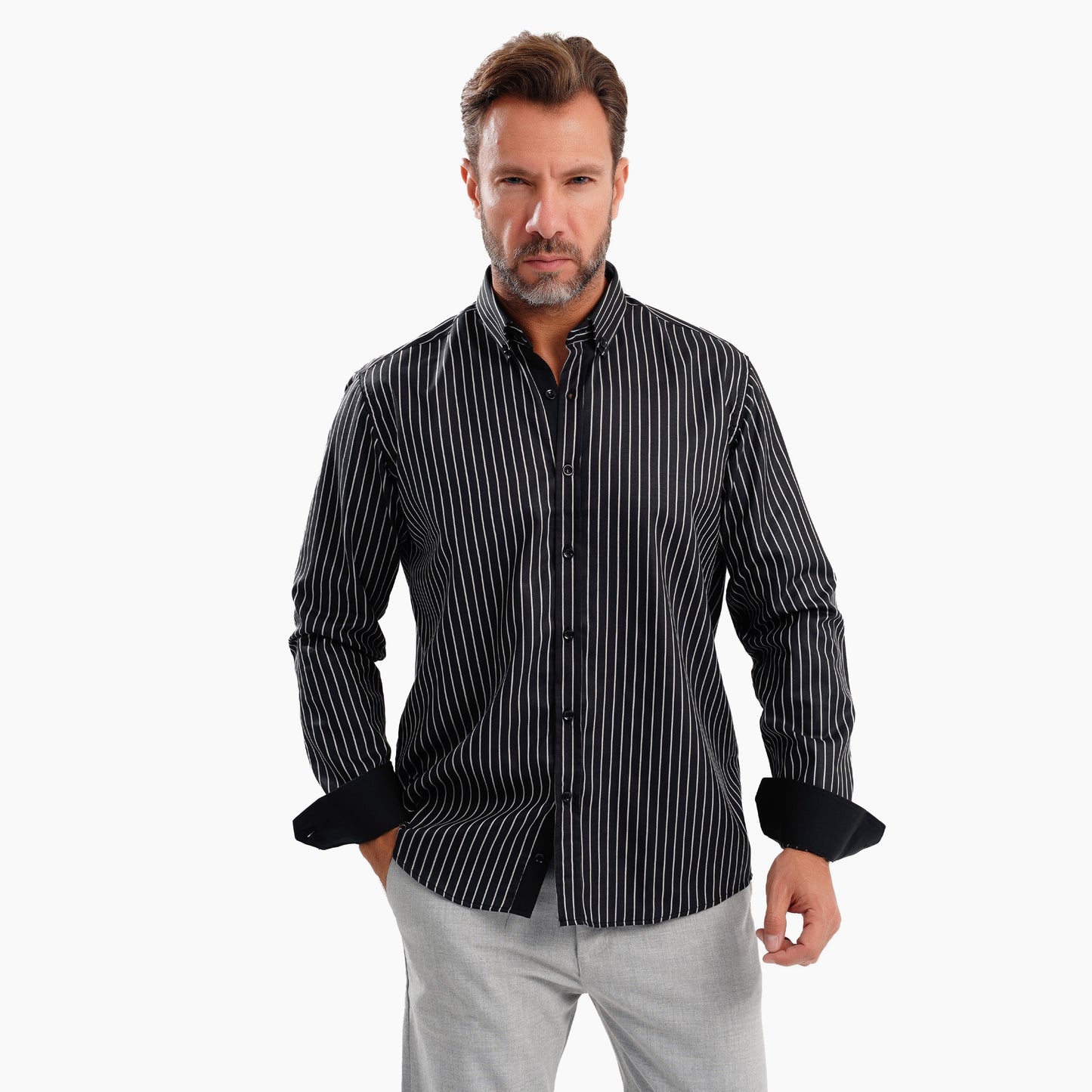 MEKA Premium Anti-Shrink Dress Shirt - MEKA | Premium Long Sleeves Shirt - Semi Casual Regular Fit (0050)