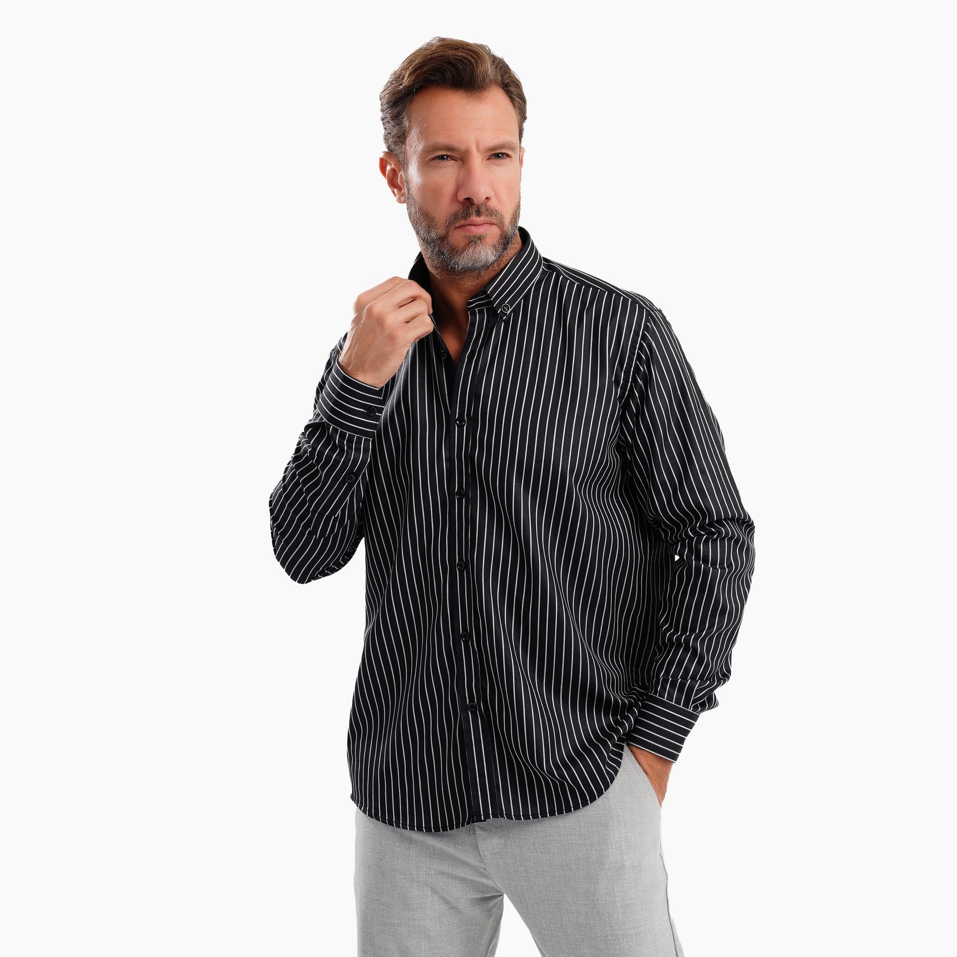 MEKA Premium Anti-Shrink Dress Shirt - MEKA | Premium Long Sleeves Shirt - Semi Casual Regular Fit (0050)