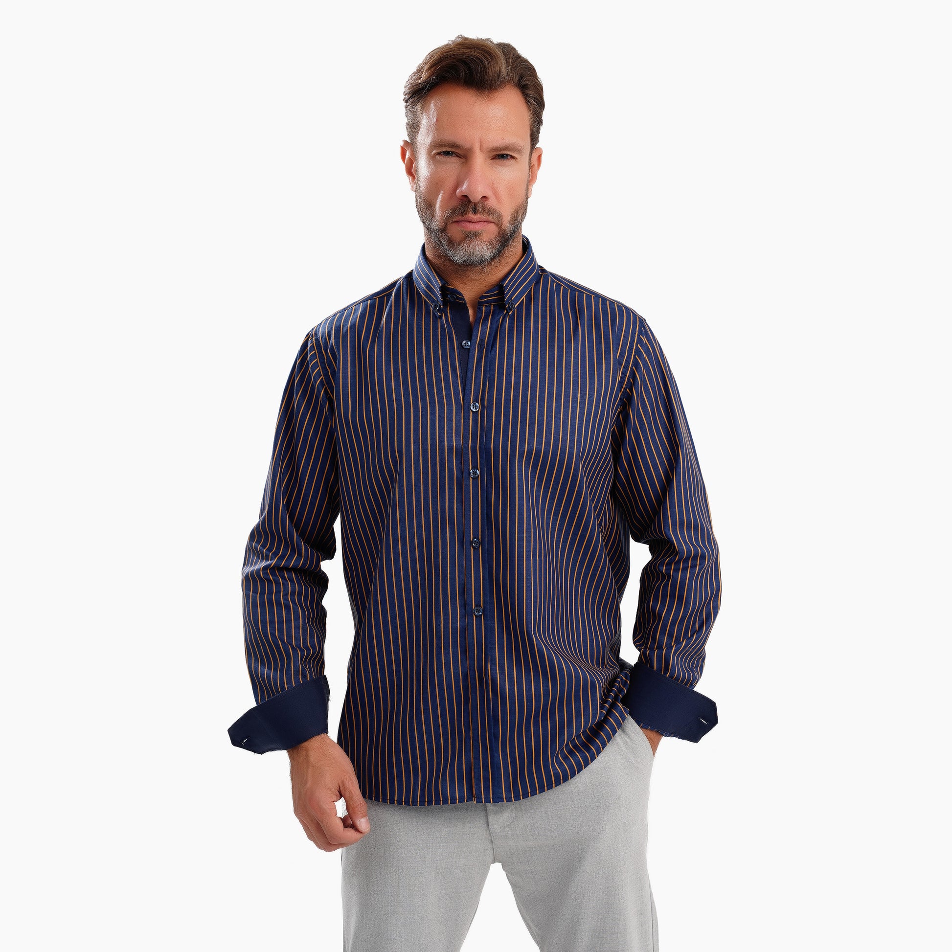 MEKA Premium Anti-Shrink Dress Shirt - MEKA | Premium Long Sleeves Shirt - Semi Casual Regular Fit (0052)