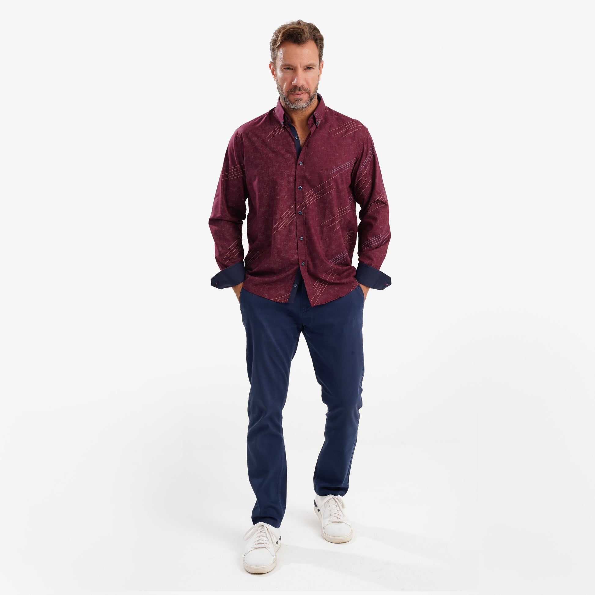 MEKA Premium Anti-Shrink Dress Shirt - MEKA | Premium Long Sleeves Shirt - Semi Casual Regular Fit (0068)