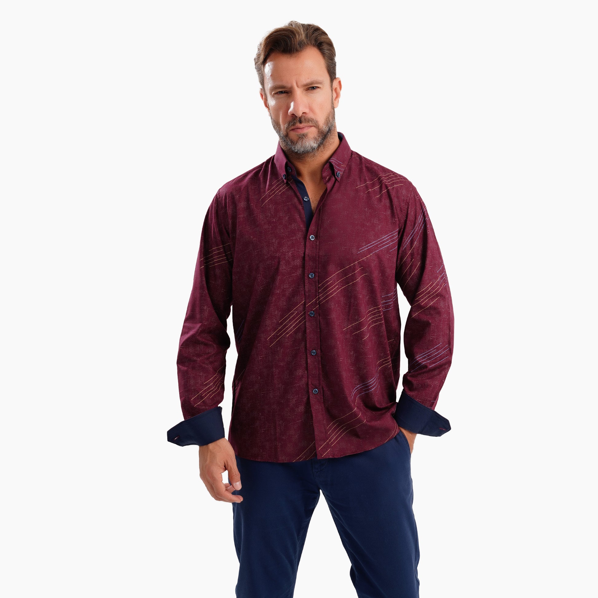 MEKA Premium Anti-Shrink Dress Shirt - MEKA | Premium Long Sleeves Shirt - Semi Casual Regular Fit (0068)