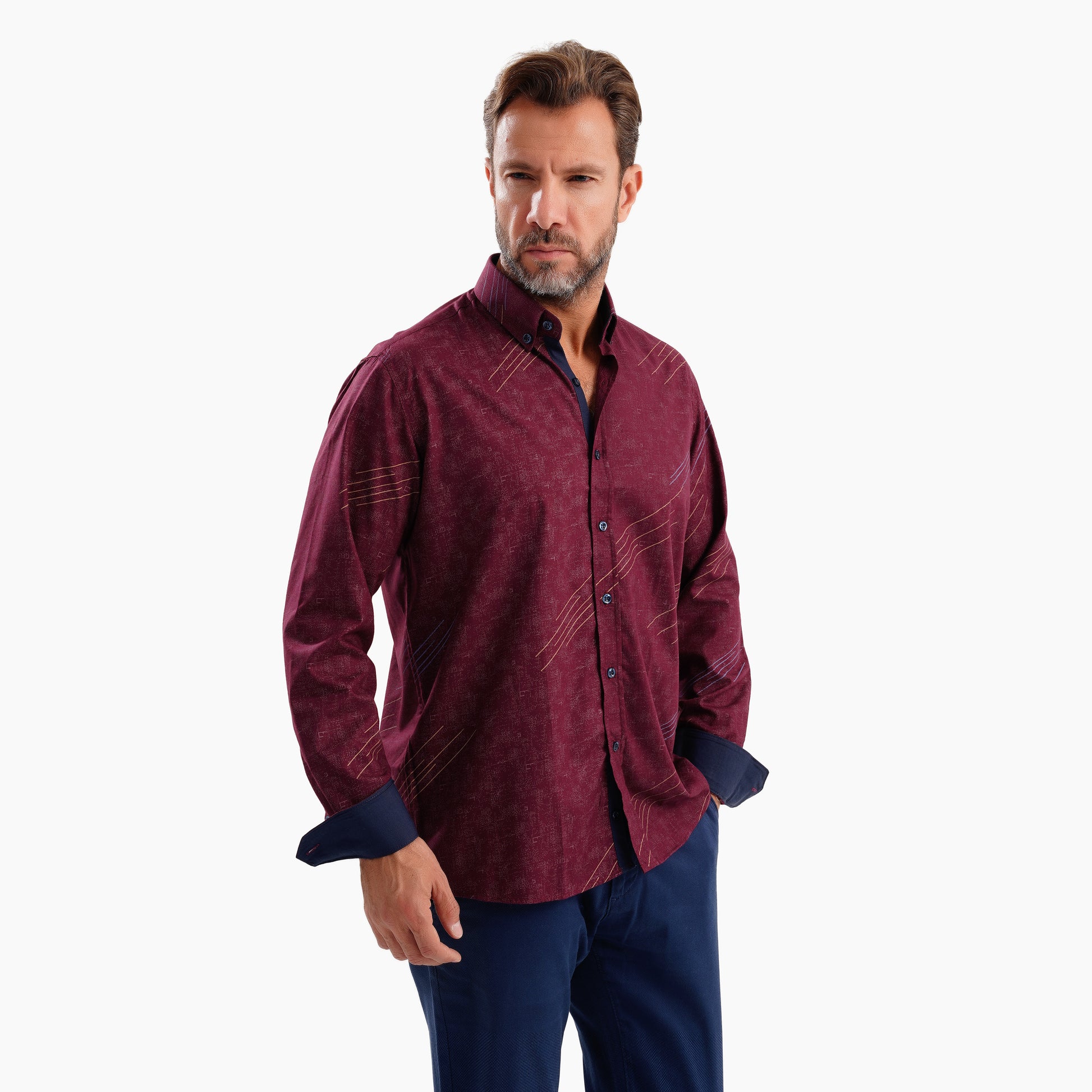 MEKA Premium Anti-Shrink Dress Shirt - MEKA | Premium Long Sleeves Shirt - Semi Casual Regular Fit (0068)