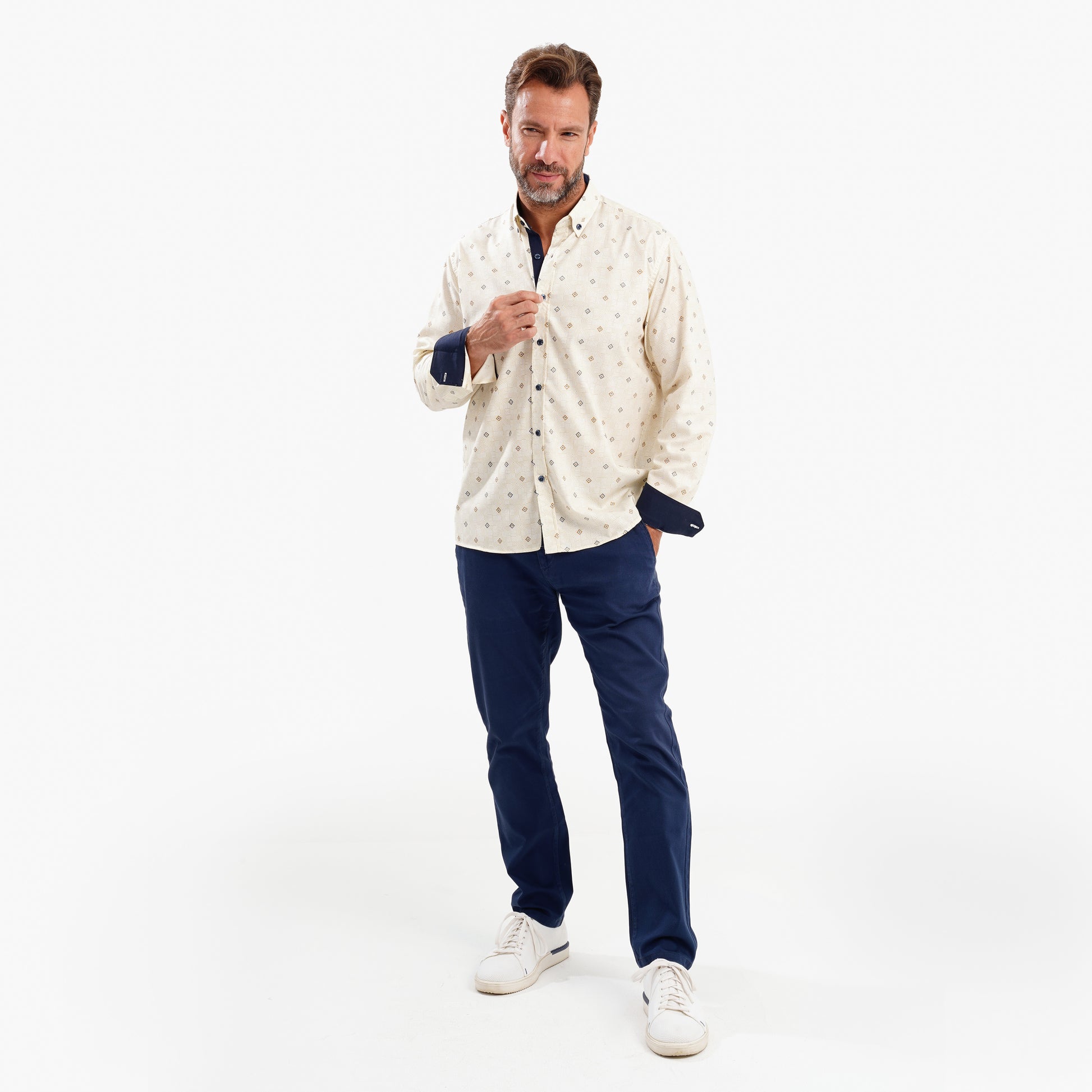 MEKA Premium Anti-Shrink Dress Shirt - MEKA | Premium Long Sleeves Shirt - Semi Casual Regular Fit (0070)
